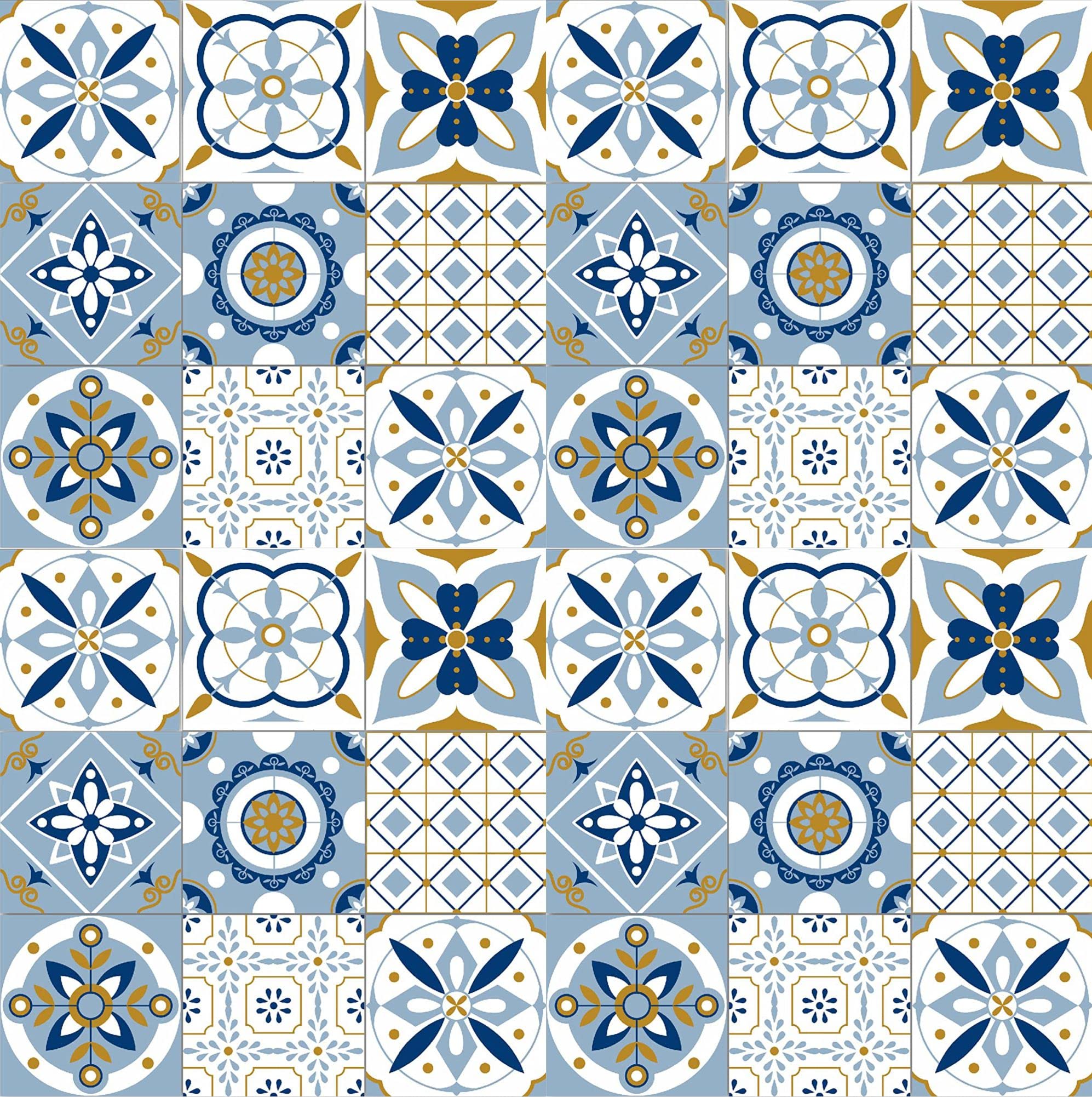 ELTON Morrocon Spanish Tile Decals for Table Wall Stairs Bathroom & Kitchen Self Adhesive (5 x 5 Inch 36 pic, styel a)-image-40