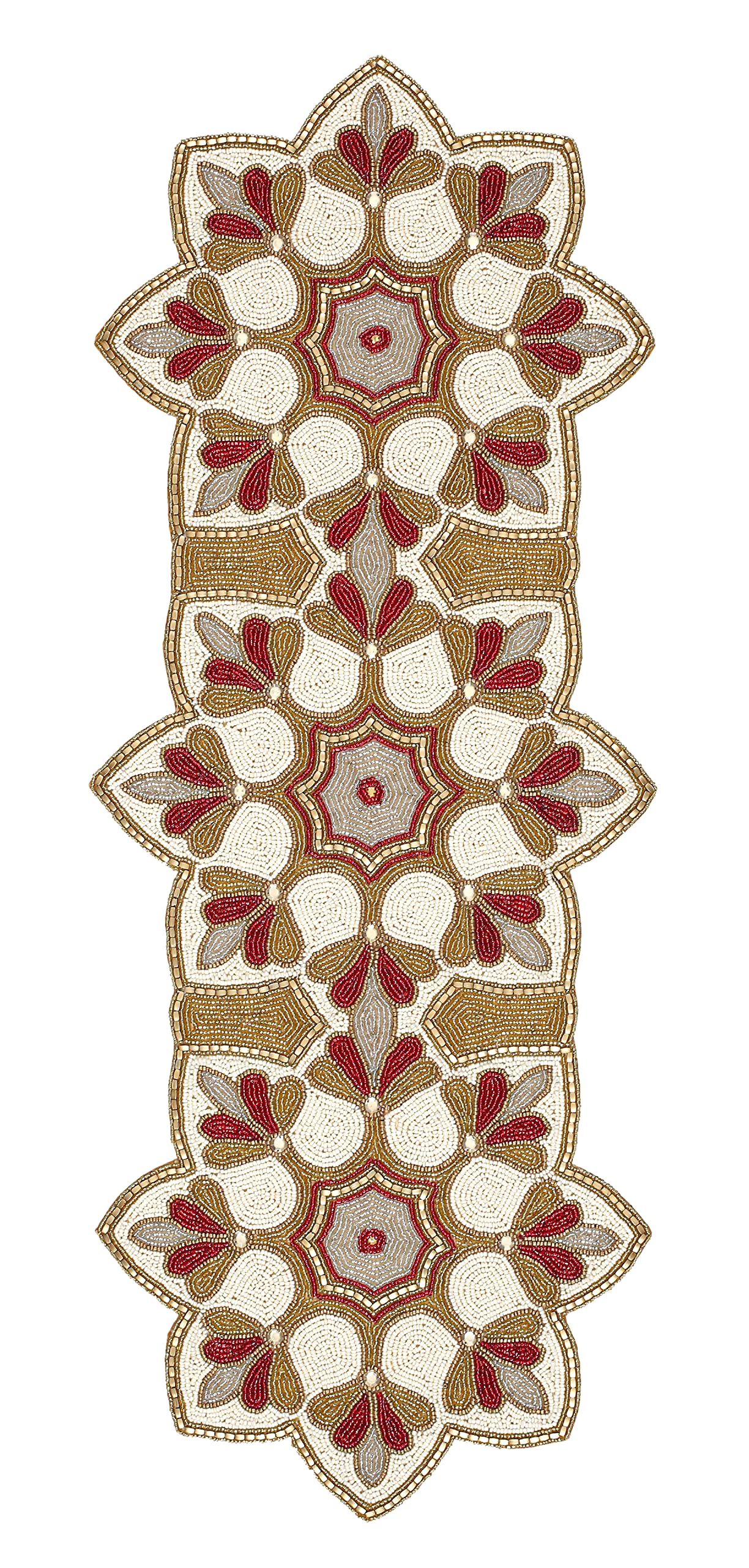 Life By Cotton Beaded Table Runners 36 inch, 13x36 Inch Gold Ivory Maroon Multi, Christmas Glitz Decorative Table Runner, Farmhouse Table Runner - A Beautiful Complement to Your Dinner Table Décor