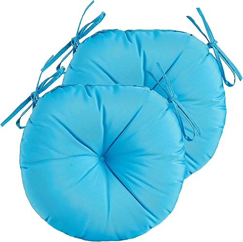 YOOZEKU Cojines redondos para sillas bistró para exteriores, cojines de asiento redondos de 15 pulgadas con lazos para sillas de patio al aire