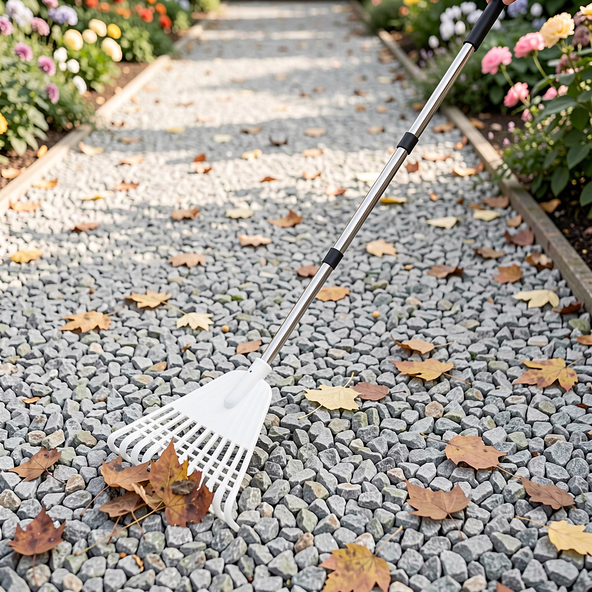 INOOMP Rastrello da giardino con testa in plastica resistente per una