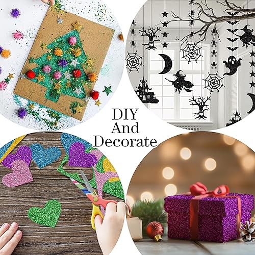 Miniatura 9 de YZH Crafts - Papel de cartulina con purpurina, sin desprendimiento, papel para manualidades y proyectos de bricolaje, papel brillante para hacer