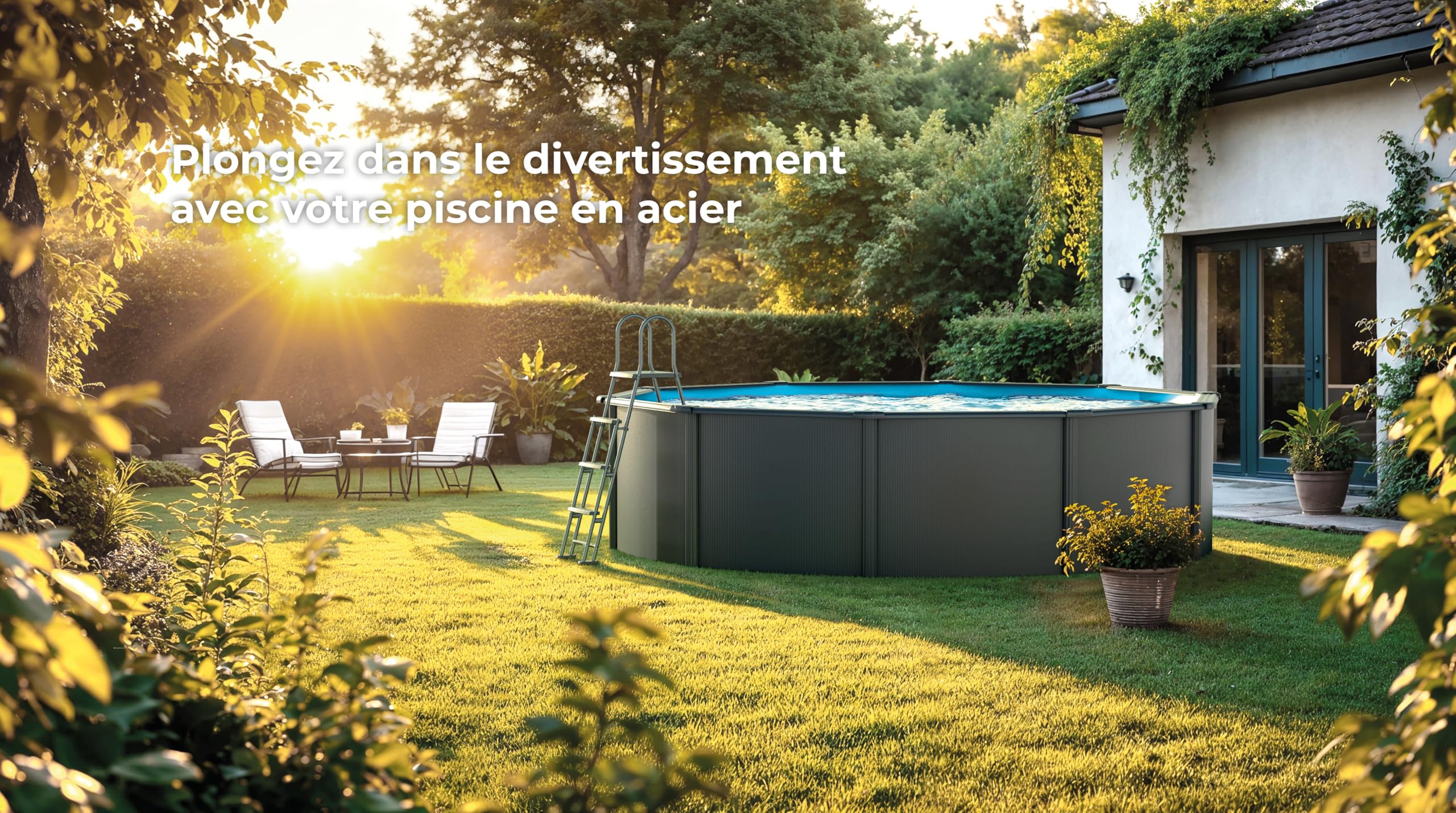 Gre KIT300GY Louko - Piscine Hors-Sol en Acier, Piscine Ronde avec Structure en Acier Gris Anthracite. Piscines Hors-Sol pour Jardin, Ø300x120 cm