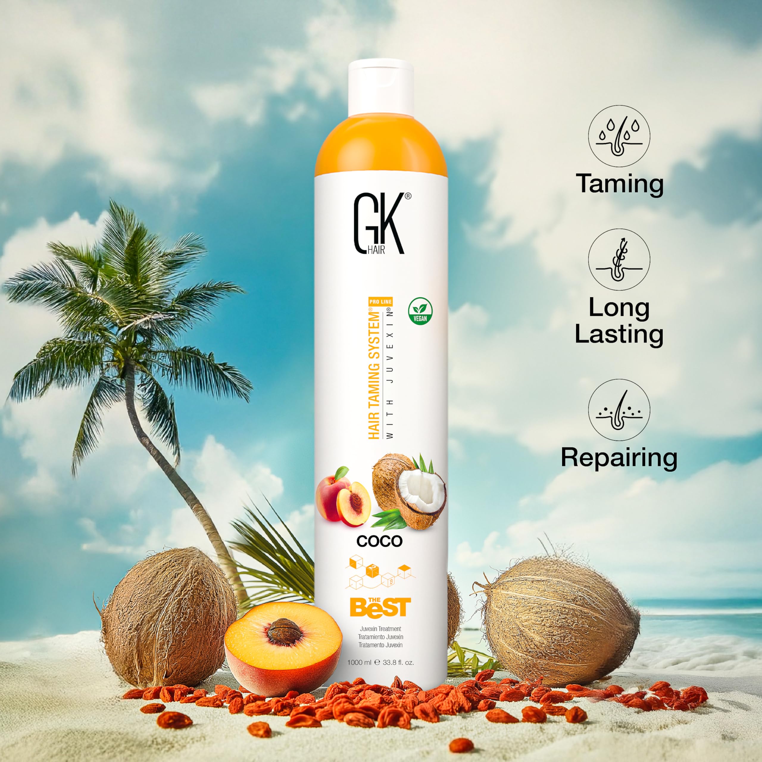 GK Hair Kit Professionale Cheratina Lisciate 2 Fasi – Shampoo pH+ Clarificante 100ml + The Best Keratin Smoothing Treatment 1000ml – Anti Crespo 3-5 Mesi – Uso Salone