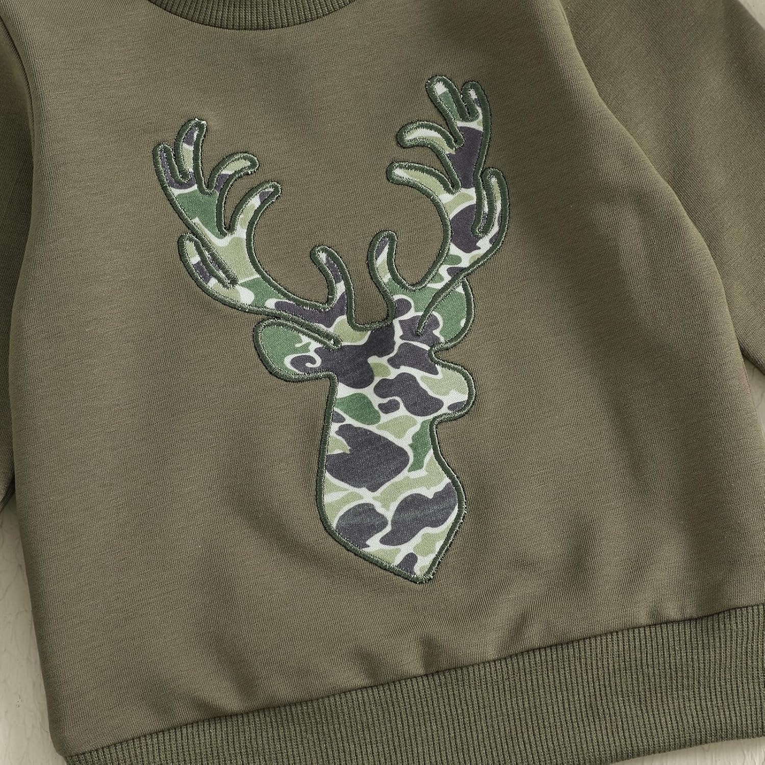 Fernvia Toddler Baby Boy Fall Hunting Clothes Wild Goose Fish Deer Print Sweatshirt Elastic Camouflage Pant Winter Outfits - Image 4