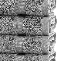 Vista 3 de Chakir Turkish Linens - Toallas turcas de 100% algodón, suaves y absorbentes (4 paños, color gris)
