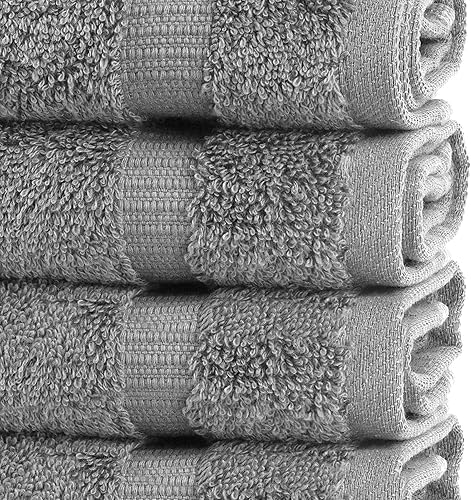 Miniatura 3 de Chakir Turkish Linens - Toallas turcas de 100% algodón, suaves y absorbentes (4 paños, color gris)