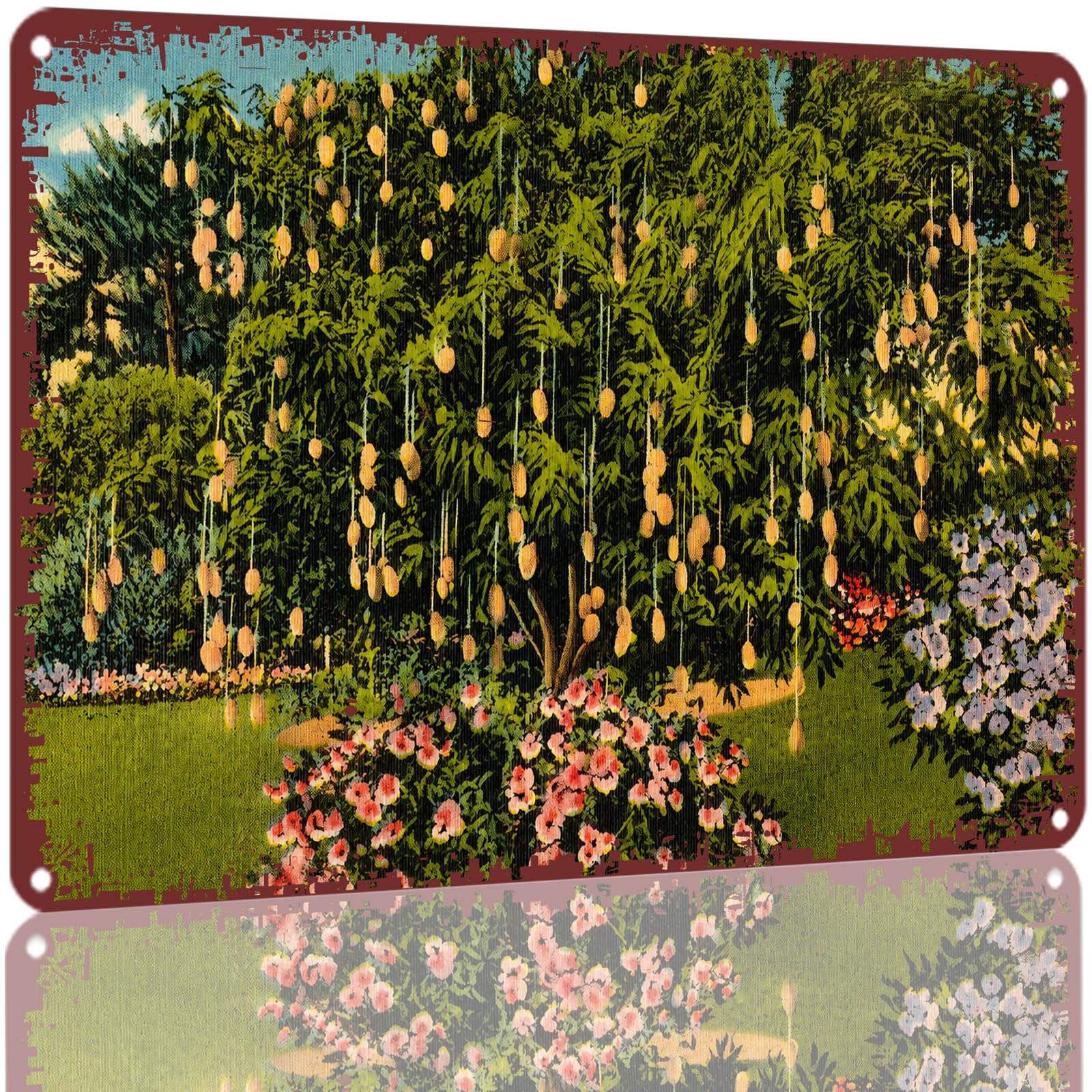 Kwqdozf As Pic Vintage Metal Tin Sign 8X12 Inch Fruit Tree Garden Printed Wall Art Decor R