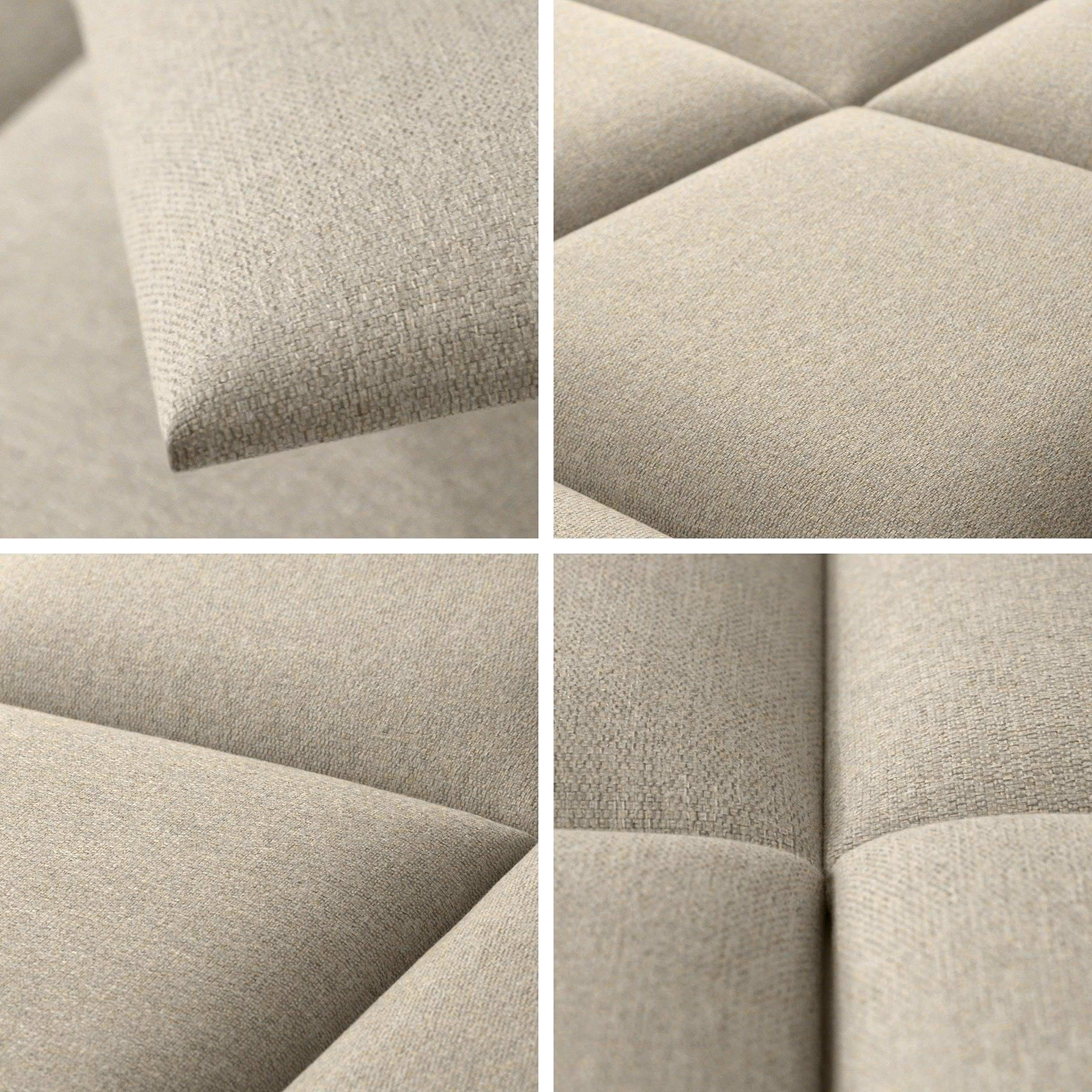 Mollis Lot de 4 panneaux muraux rectangulaires décoratifs comme tête de lit ou protection contre les impacts, en mousse, 60 x 30 cm, beige clair