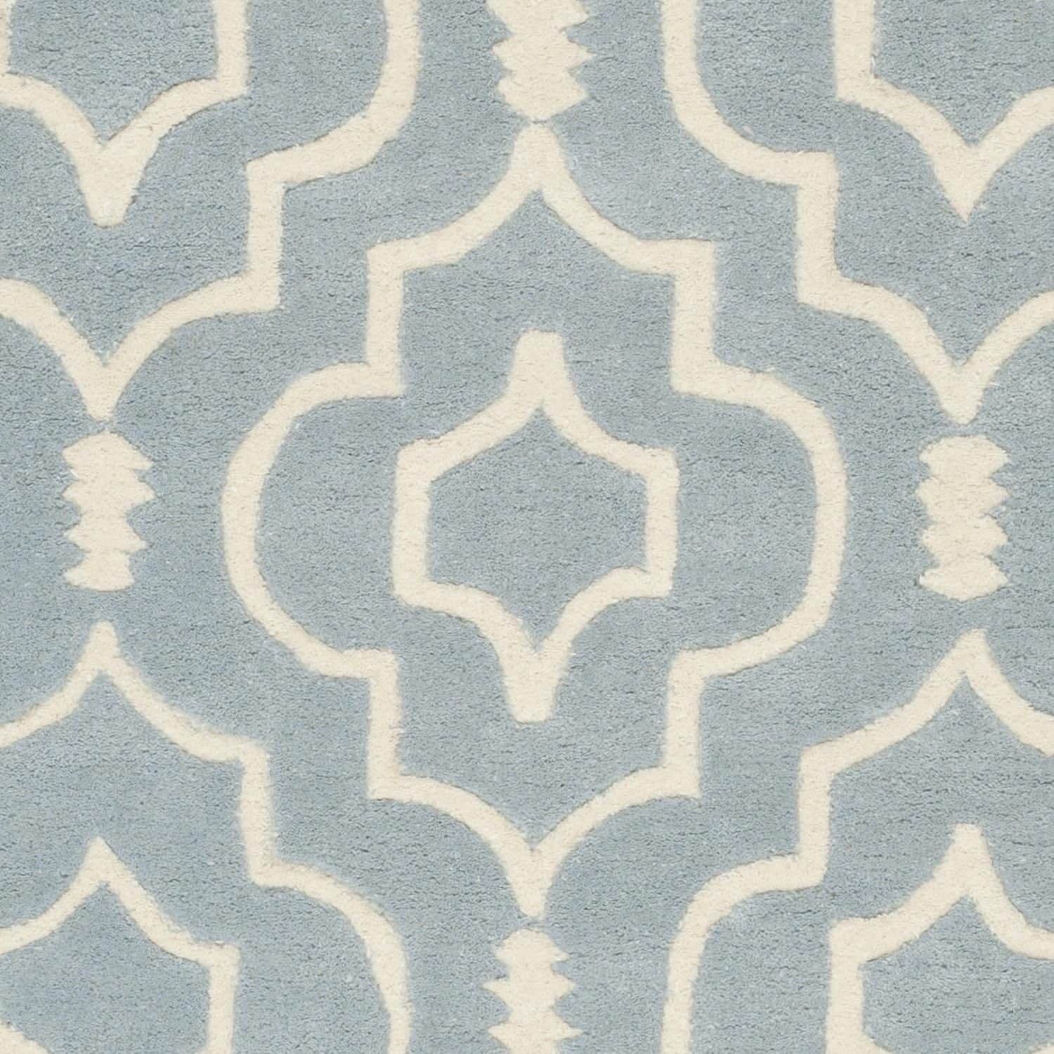 Blue and Ivory Hand-Tufted Wool 8' x 10' Geometric Rug