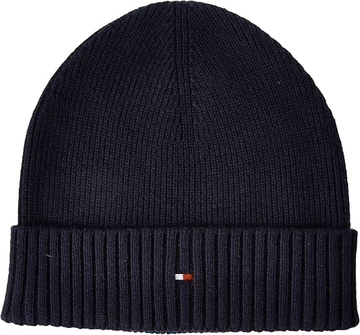 Tommy Hilfiger Men's Knitted Hat Flag Cotton Beanie with Cashmere