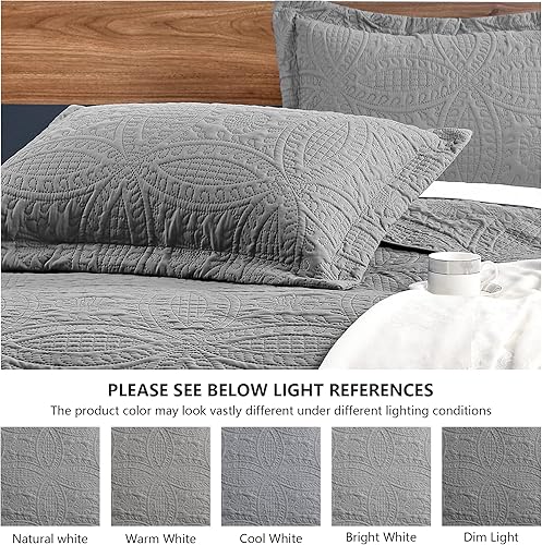 Miniatura 5 de Love's cabin Colchas para cama Queen de color gris, colcha suave de verano, microfibra ligera, estilo moderno, con patrón de monedas, para todas las