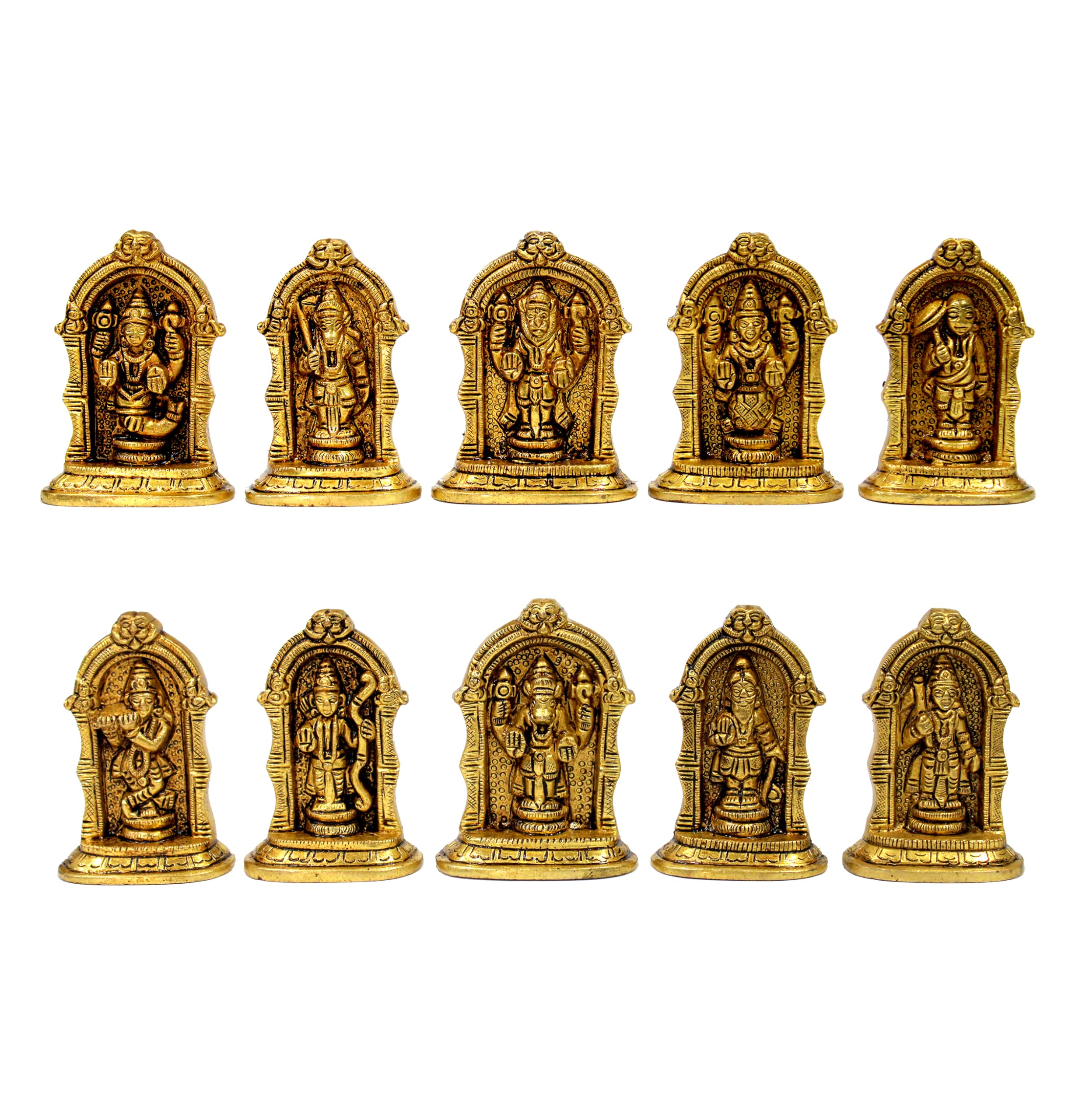 ESPLANADE Brass Vishnu Das avatar Dashavatar Dasavathara Dasavatharam Narayana Ten Incarnations Wall Hanging Idols Statue Murti- 2.5" Inches