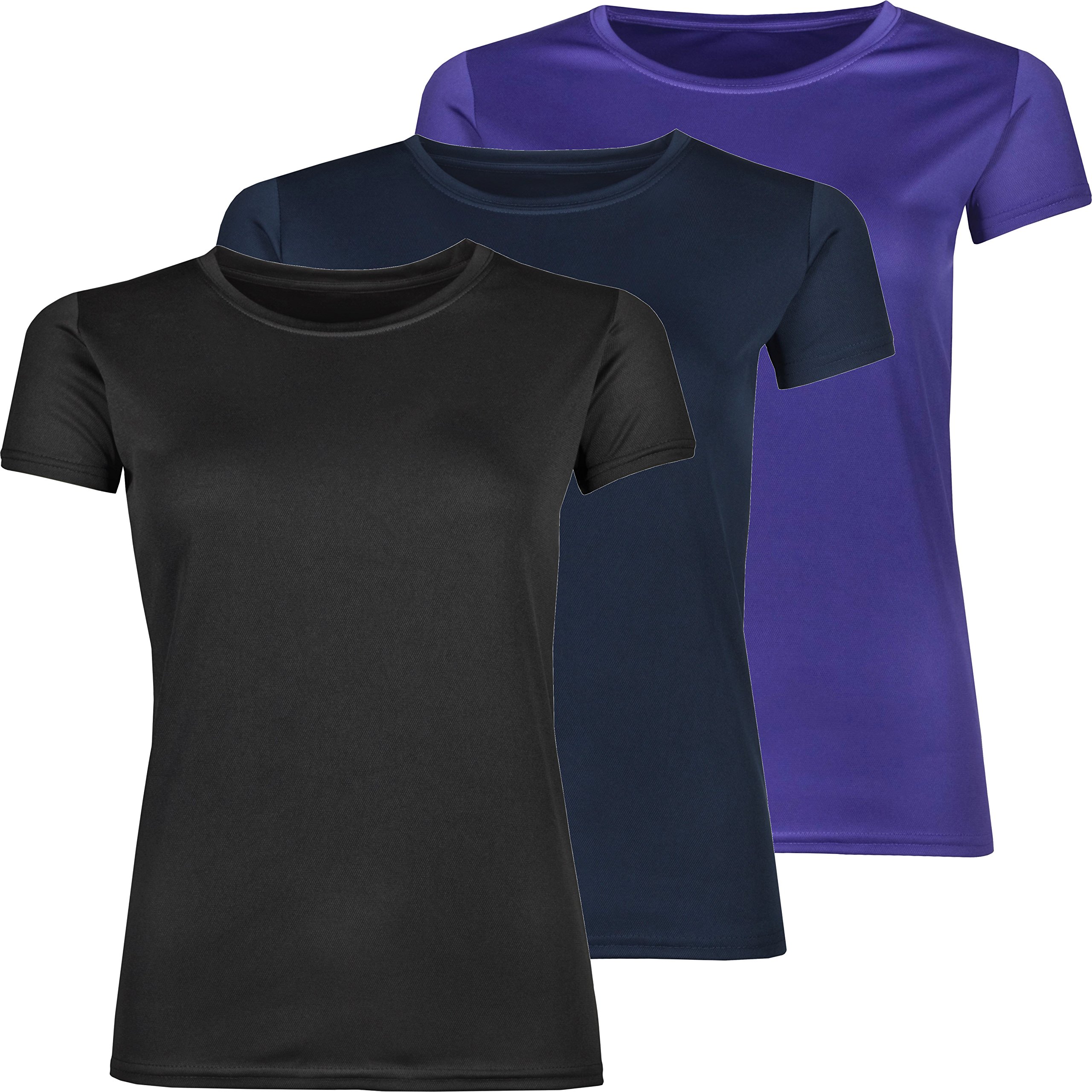 Urban Heritage Women's Three Pack Dark Breathable Performance Sports T Shirt (S, )