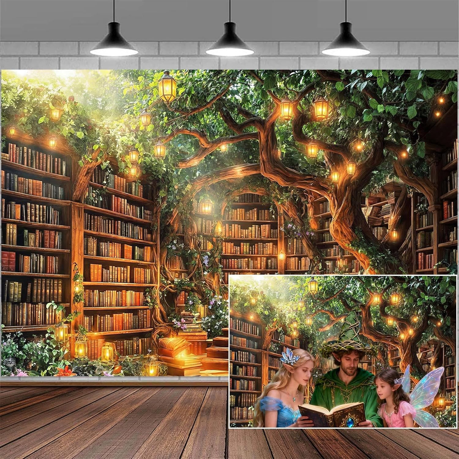 Amazon.com : 10X8FT Enchanted Forest Library Backdrop Fairy Tale ...