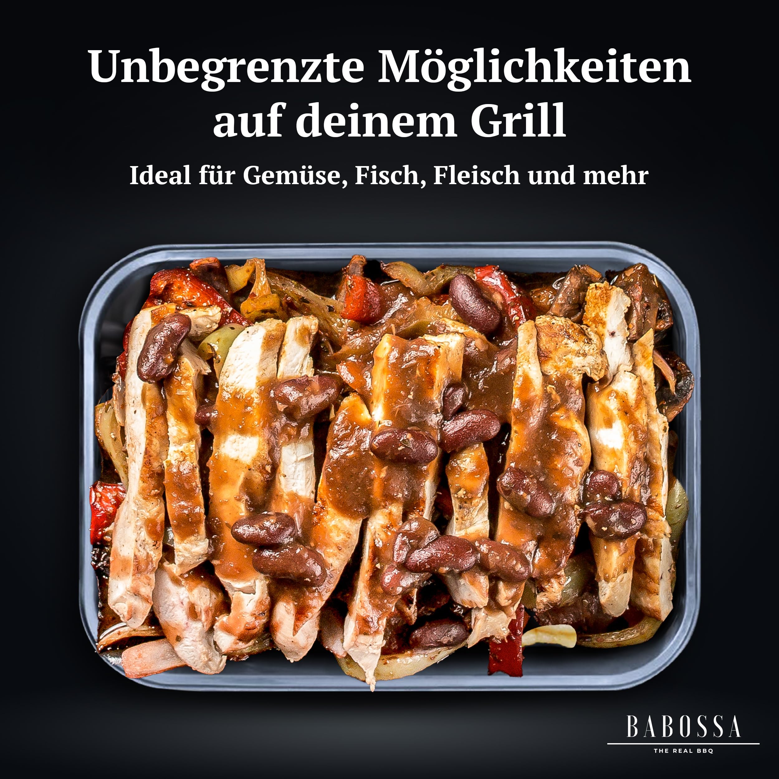 BABOSSA Grillschale (2er-Set) – Hochwertige Grillschale Edelstahl – Wiederverwendbar, spülmaschinenfest und rostfrei – Perfekt für Gemüse, Fisch & Fleisch – 100% Made in Germany