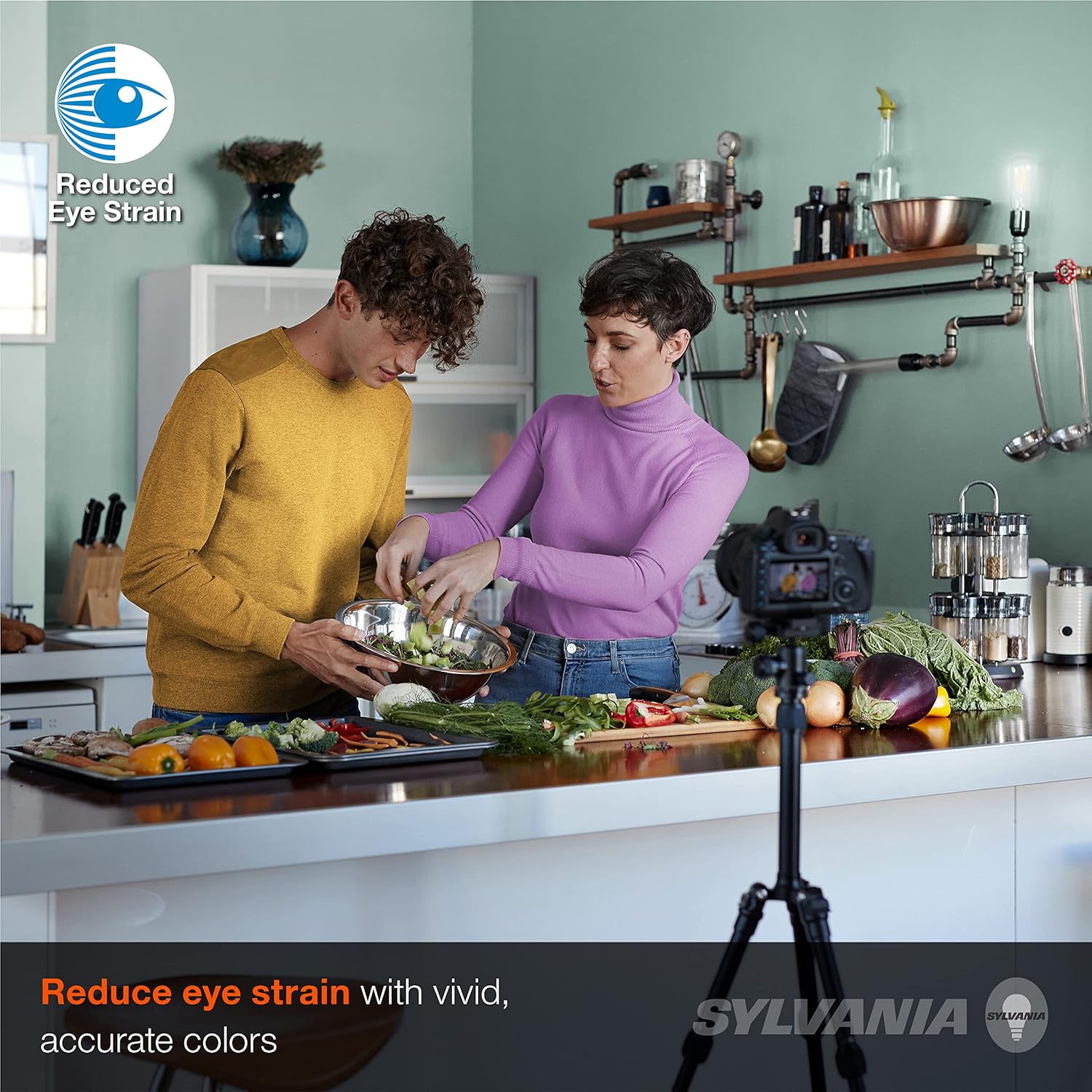 Sylvania Reduced Eye Strain ST19 LED Light Bulb, 40W = 5W, 13 Year, Dimmable, Clear, 5000K, Daylight - 8 Pack (41236)
