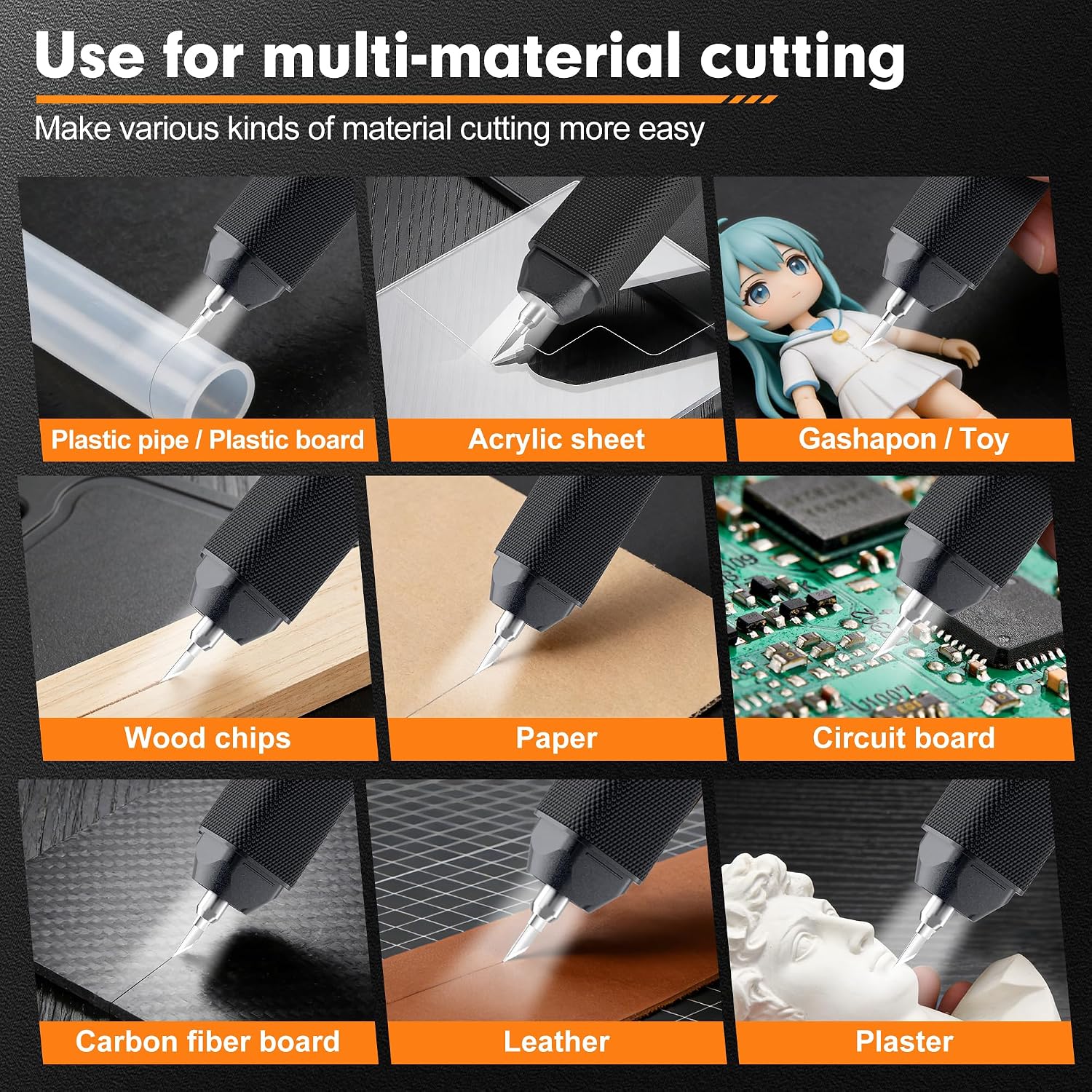40kHz Corded Ultrasonic Cutter Knife, 30W Precision Sonic Hobby Knife & 3D Print Support Removal Tool for Resin, Plastic, Gunpla Models, Crafting Kit with 50 High-Carbon Replacement Blades