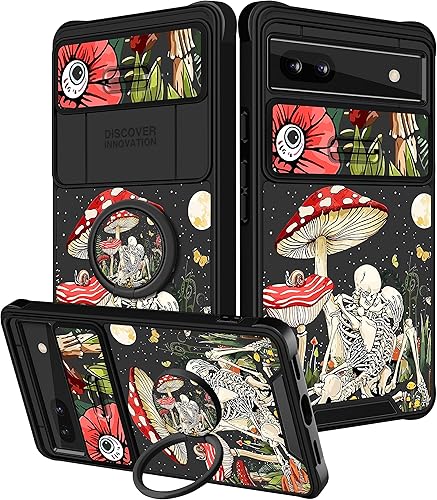 Funda 2 en 1 para Google Pixel 6A para mujer, linda funda de calavera esqueleto, gótica, divertida, espeluznante, horror, gótico, diseño único con