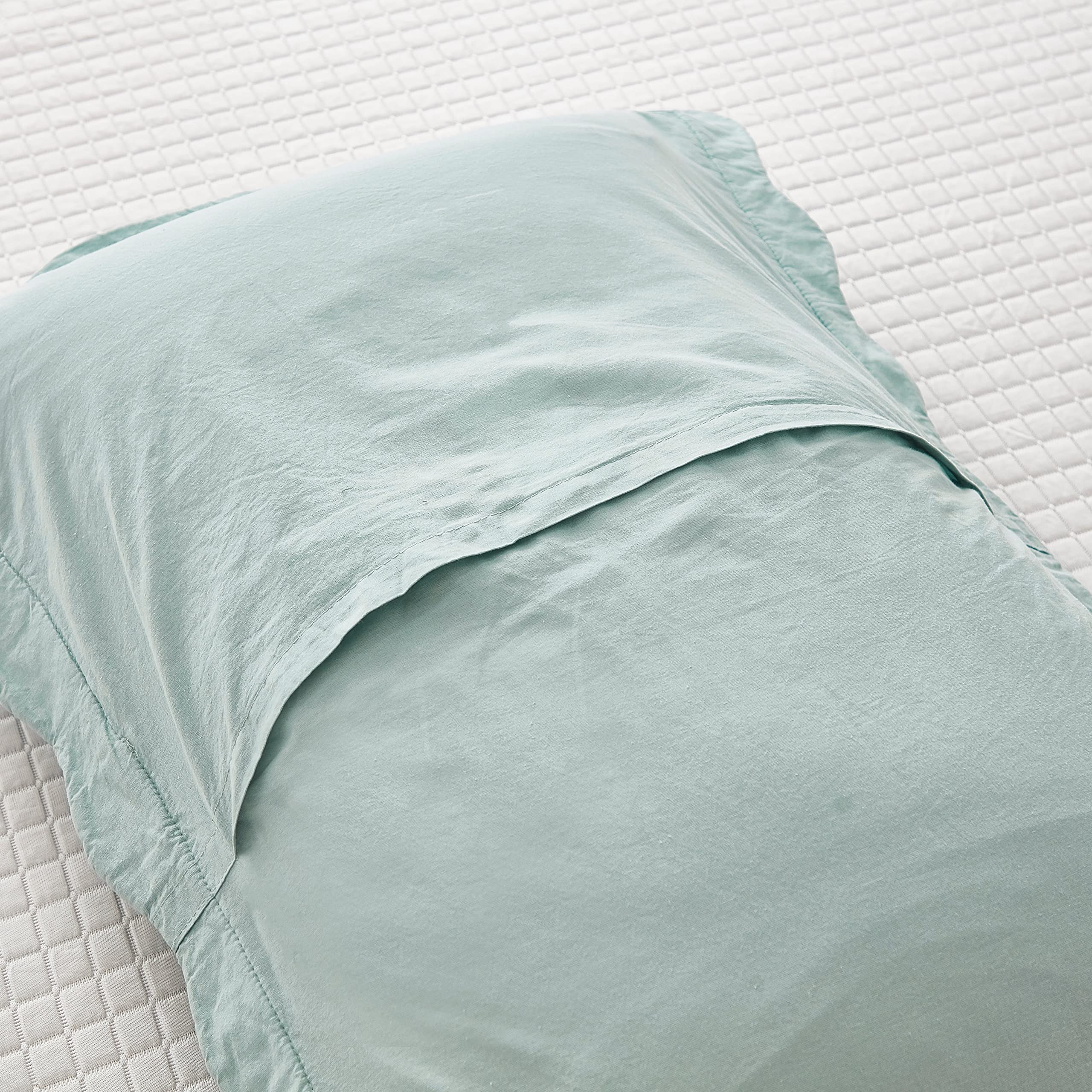 MarCielo Bettwäsche-Set Für Doppelbett – 100% Baumwolle, Gesteppt, Aruba-Blau, 2-teilig