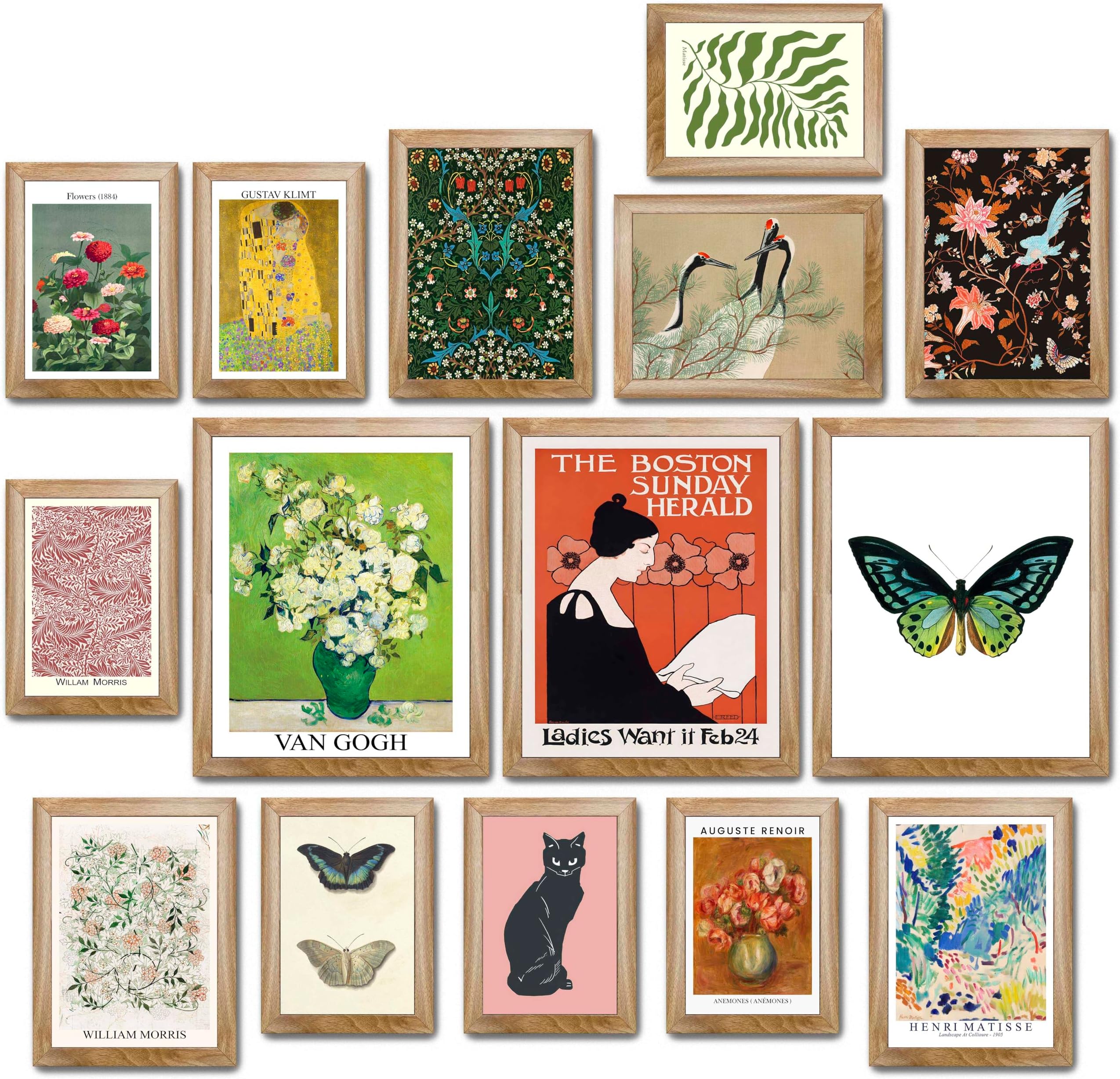 LANCHI95 15 Pcs Eclectic Wall Art Decor Framed, Modern Eclectic Home Decor, Retro Maximalist Decor Aesthetic, Vintage Wall Art Prints, Colorful Boho Gallery Wall Prints for Bedroom