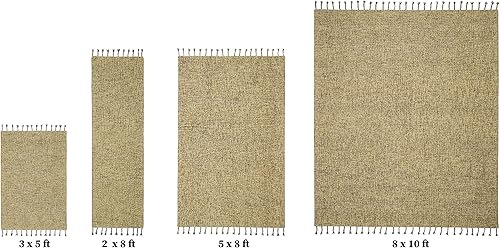 Miniatura 9 de LOOMINAIRE Alfombra hecha a mano Nomad de lana dorada de fibra natural de fácil mantenimiento para sala de estar, cama, habitación familiar (2 pies