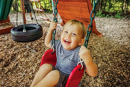 Miniatura 7 de Jack & June - Columpio de cinturón rojo con cadenas de 80 pulgadas para altura de cubierta de 5 pies y 6 pies