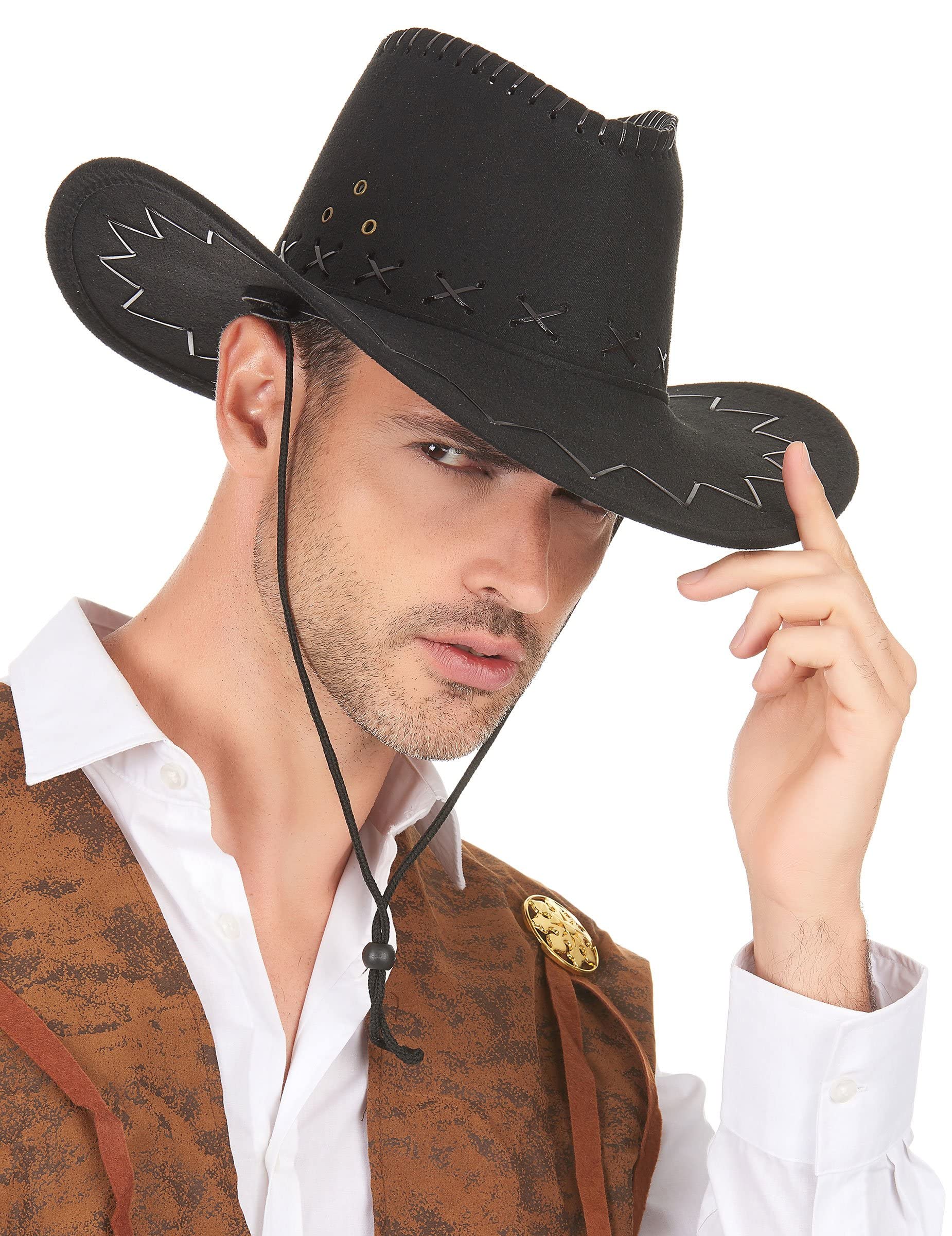 Cappello Da Cowboy Blu - Per Uomo E Donna, Stile Western, Con Sottogola Regolabile - Foto 8