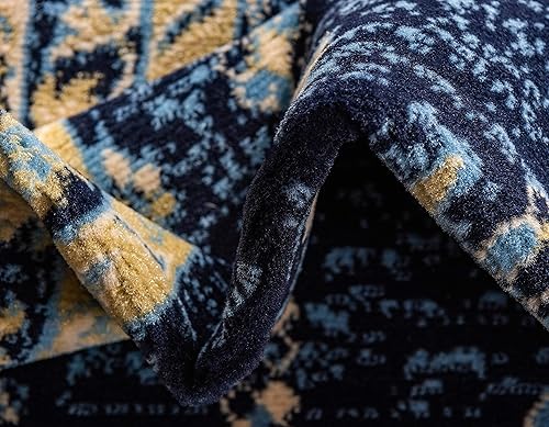 Miniatura 8 de Unique Loom Heriz Collection Alfombra de área parcial, Polipropileno, Azul marino