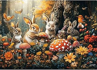Puzzle 1000 Pieces, Adult Puzzle, A Challenging Puzzle, Puzzles 1000 Pieces Adults, Puzzle Games for the Whole Family, Gifts for Women and Men, Theme: Mushroom Forests and Rabbits