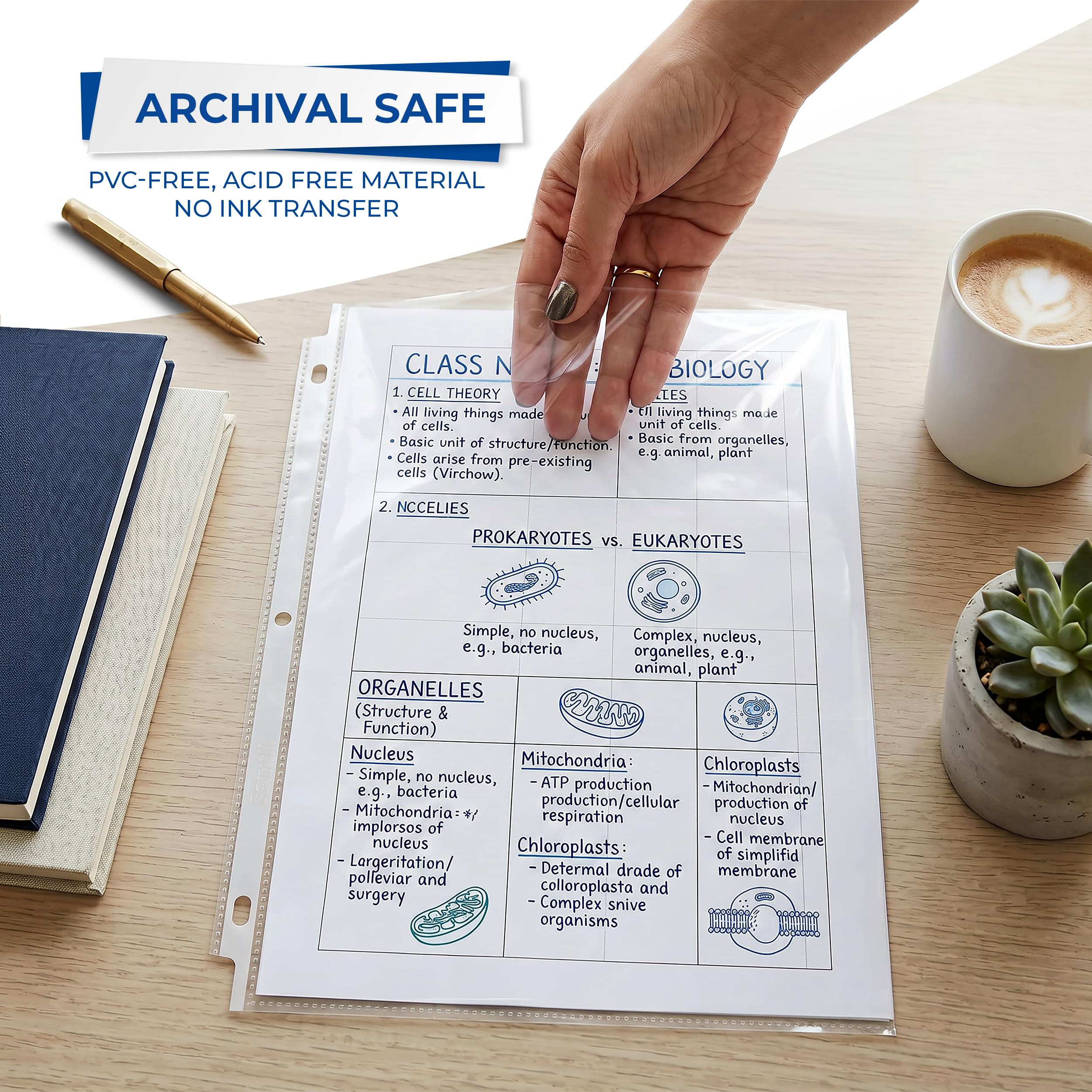 Samsill - Fundas protectoras, sin ácidos y seguros para archivar, de 21,8 x 27,8 cm, con abertura por la parte superior