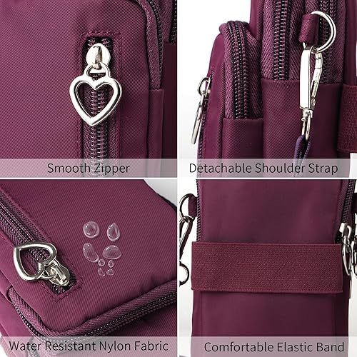 Miniatura 4 de Bolso cruzado de nailon para mujer para viaje, bolso de hombro para teléfono celular con pulsera, brazalete deportivo, cartera para teléfono