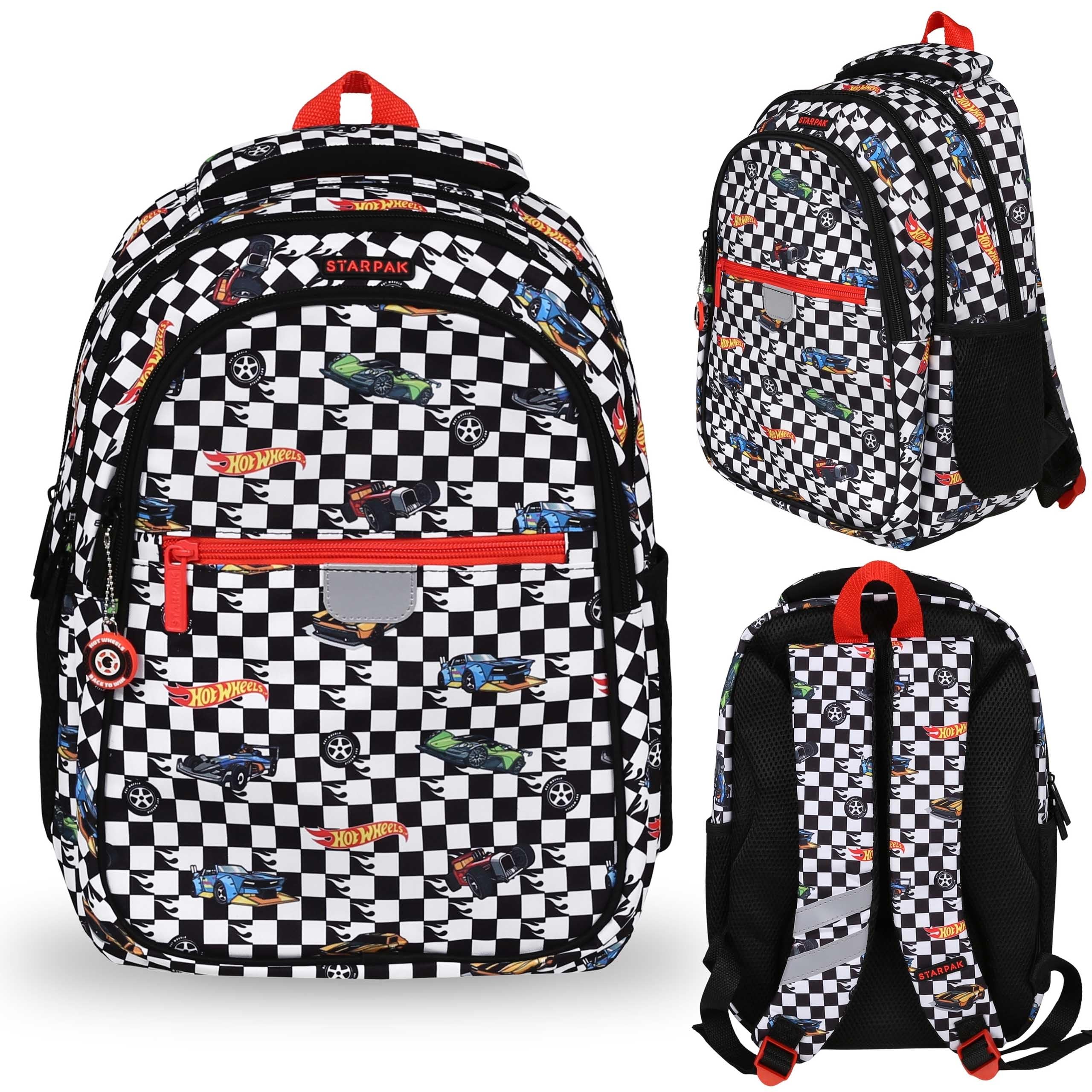 sarcia.eu Hot Wheels Mochila escolar acolchada para niño, con reflectores, 3 compartimentos 40x29x20cm, 23l (Multicolor Hot Wheels)