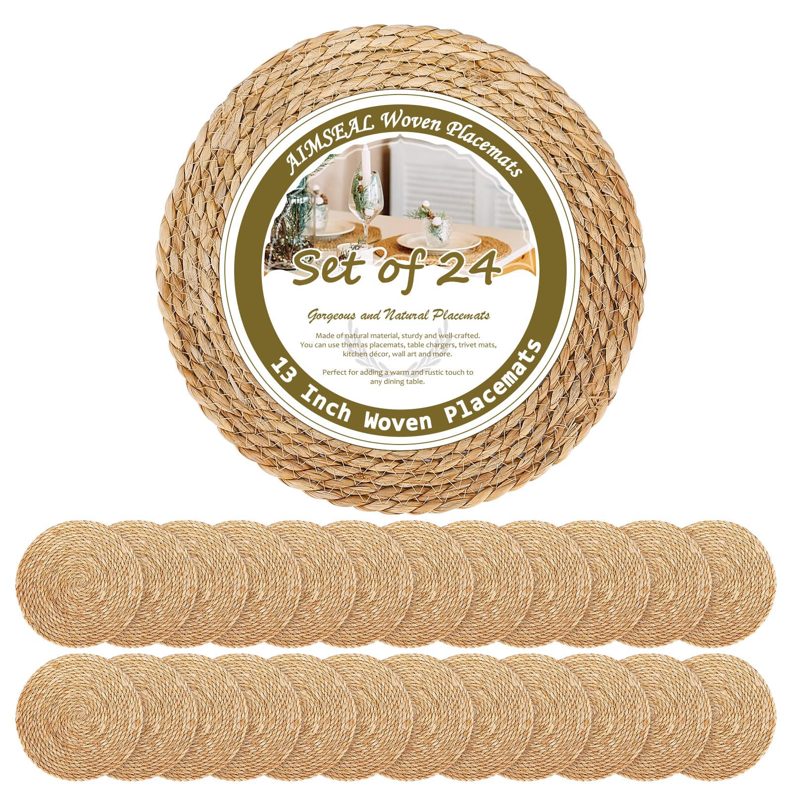 Photo 1 of AIMSEAL 13 Inch Round Woven Placemats Set of 24