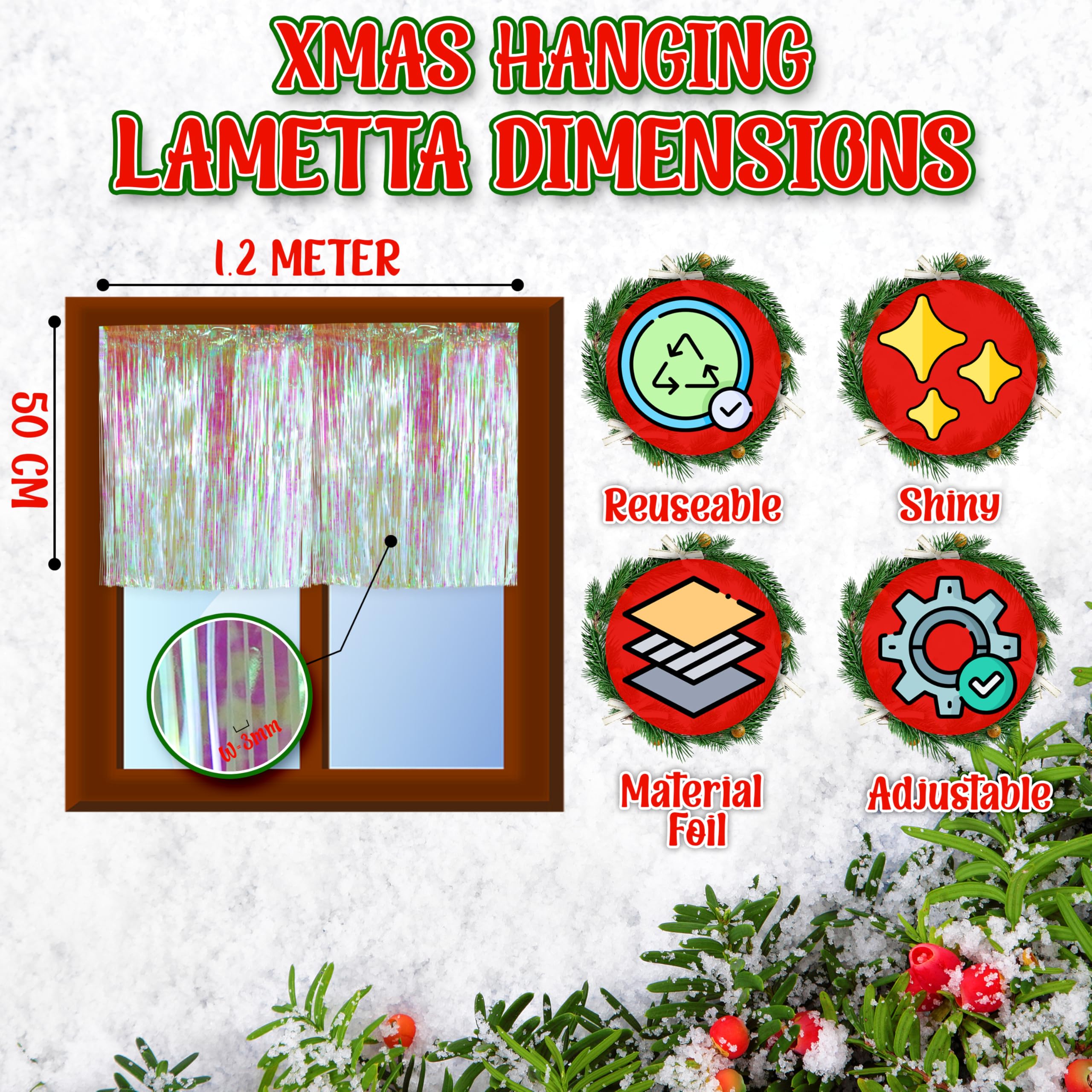 SRVertex SRV Hub® Pack of 5 Christmas Lametta Strands Angel Hair Xmas Tree Decoration - Image 2
