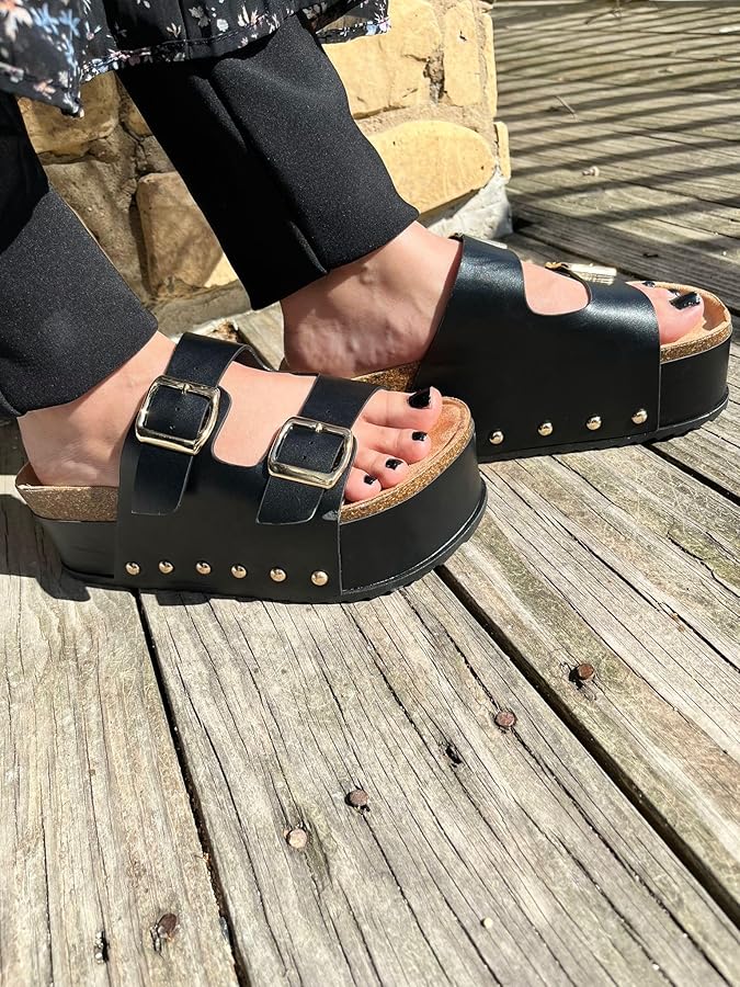 Amazon.com | Liliana Womens Cork platform sandals Flatform