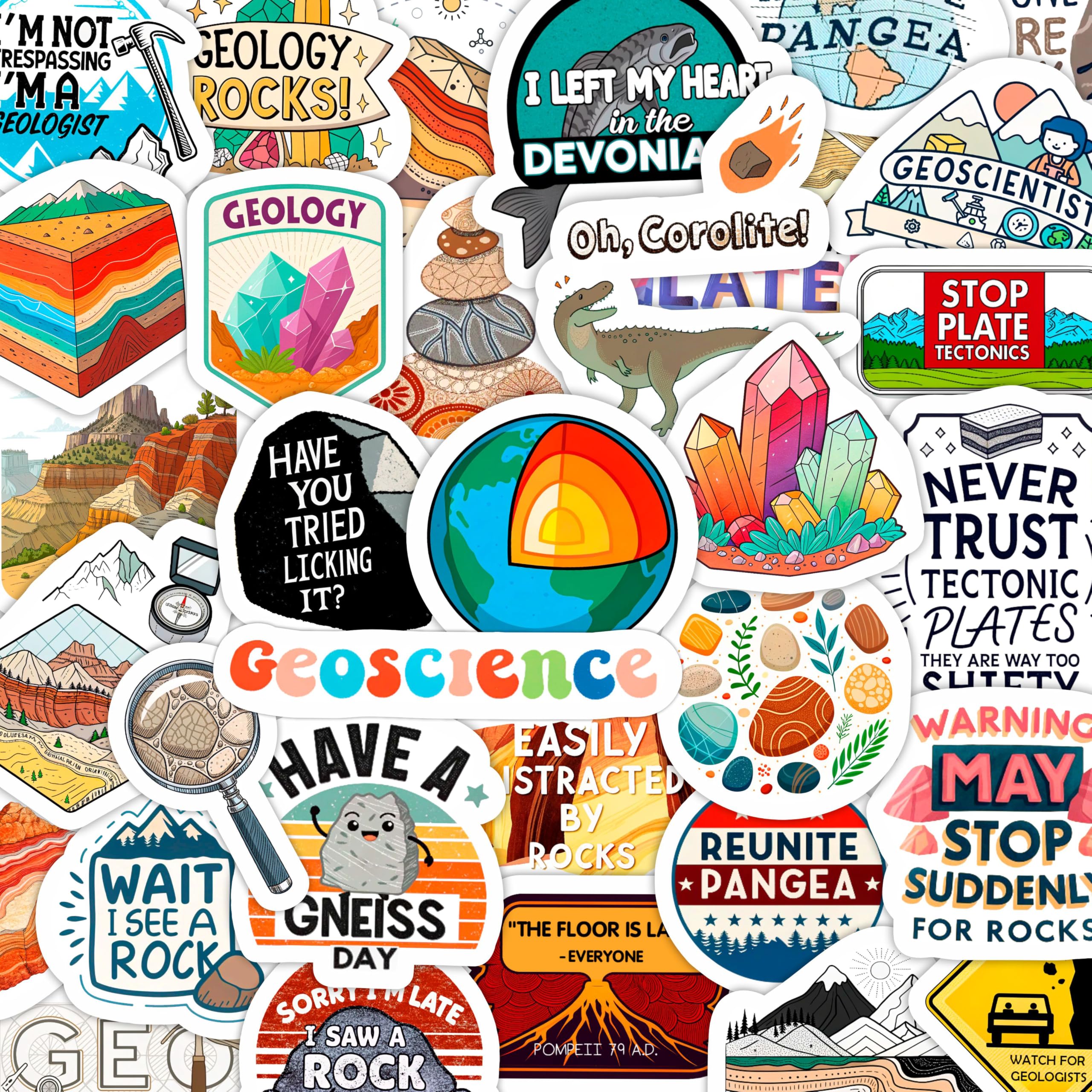 100Pcs Geology Stickers for Water Bottles, Geologist Stickers - Gift for Geologist - Geology Party Decorations and Favors - Gift for Women & Men — image 1