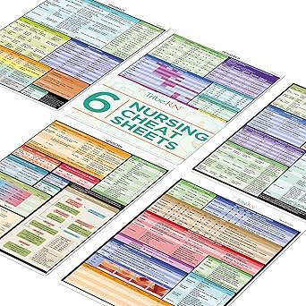 Nursing Cheat Sheets by Tribe RN - 6 Heavy Duty Medical Reference Cards for Nurses and Students - Includes General Med, Labs, Medical Spanish, Newborn, NICU, OB/L&D, Pharmacy, Respiratory, Pediatrics