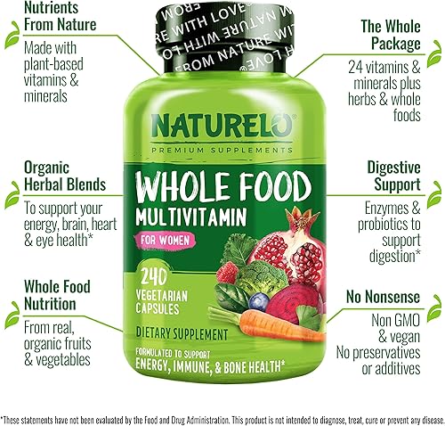 Miniatura 4 de NATURELO Multivitamínico de alimentos integrales para mujeres, 240 unidades multivitamínico de alimentos integrales para hombres, 240 unidades