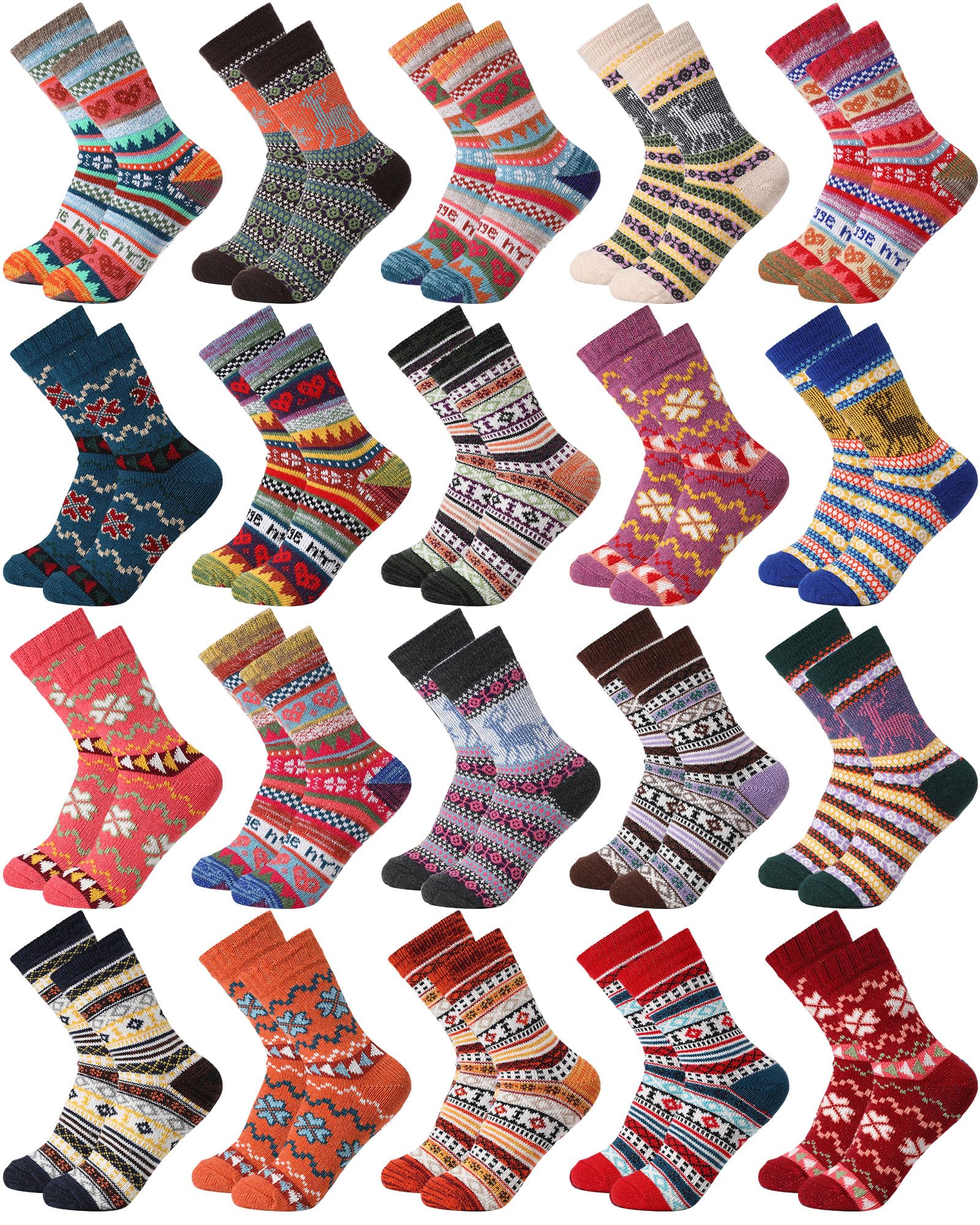 20 pares de calcetines de lana de invierno para mujer para senderismo, calcetines de lana gruesa para mujer, calcetines térmicos de invierno para clima frío