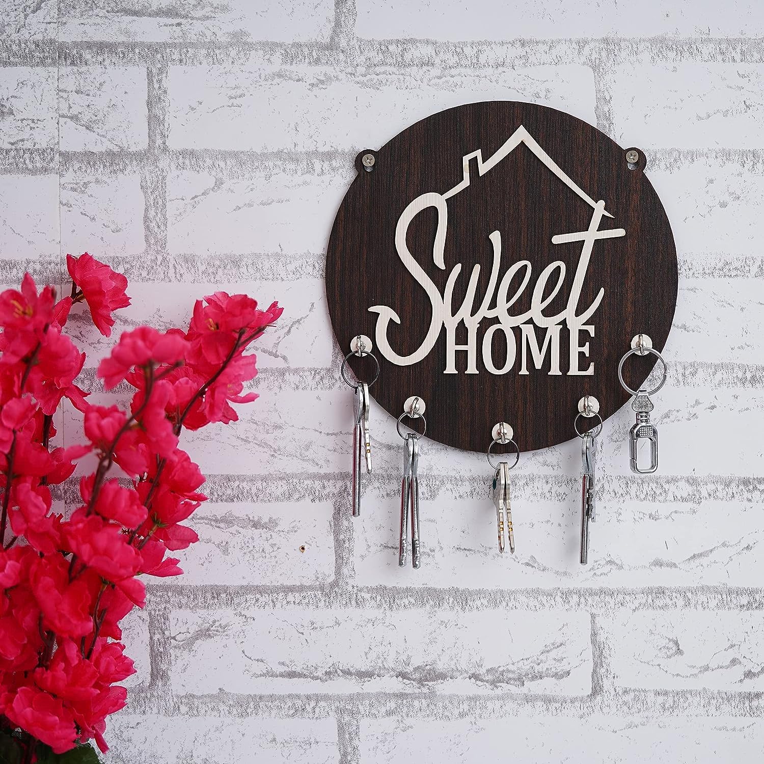RHT Sweet Home Wooden Key Holder for Home & Office Decor(5 Hooks, Brown Color) (B0CFNJ14C2) Amazon Price History, Amazon Price Tracker