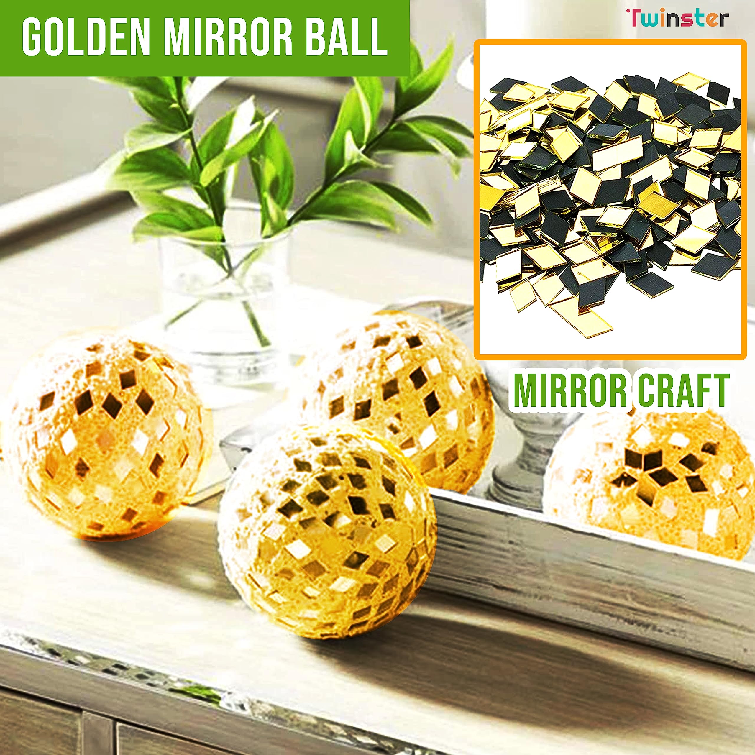 Twinster Mirror for Craft Work Silver and Golden Mirror (12 Different Shapes in Total 2000 pcs) Lippan Art Materials Kit Mirrors DIY Best Mirror Kit for Art and Craft? 2