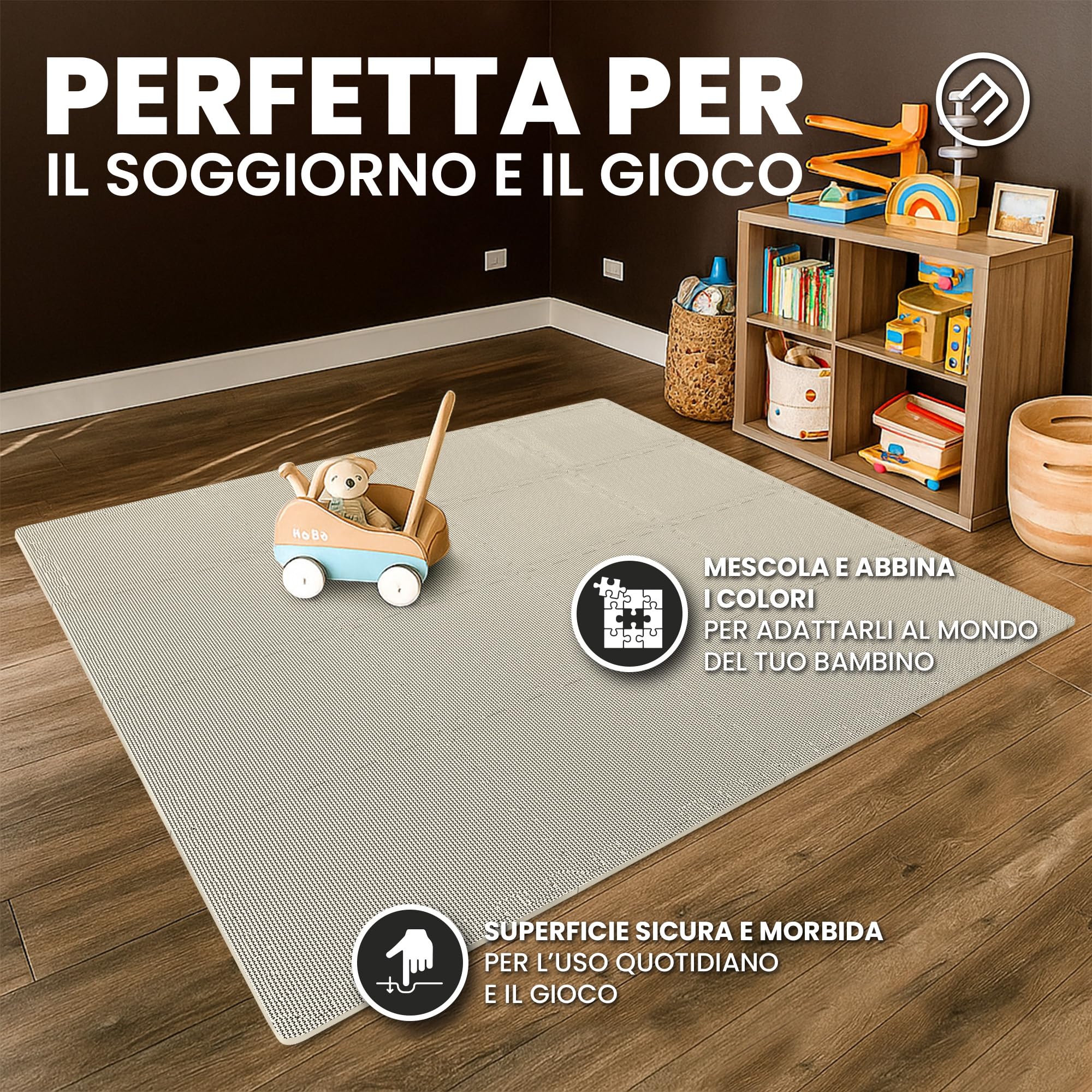 bemaxx Tappeto Palestra Tappetino Fitness da Ginnastica a Puzzle EVA | Pavimento Protettivo Incastro Tatami Allenamento Protezione Sport, Materassino Mattonella Pavimentazione per Home Gym Manubri