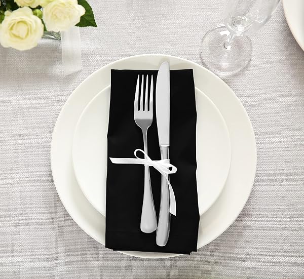 Utopia Kitchen Cloth Napkins [12 Pack, Black] 46 x 46 cm Cotton Blend Washable and Reusable for Hotel, Lunch, Restaurant, Weddings, Events and Parties - 4