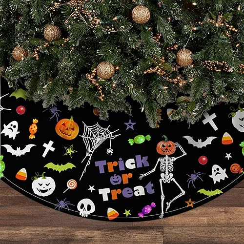 Miniatura 2 de Falda de árbol de Halloween, fantasma, calabaza, calavera, tapete para Halloween, Navidad, fiesta, fiesta, decoración de patio, adornos de 36