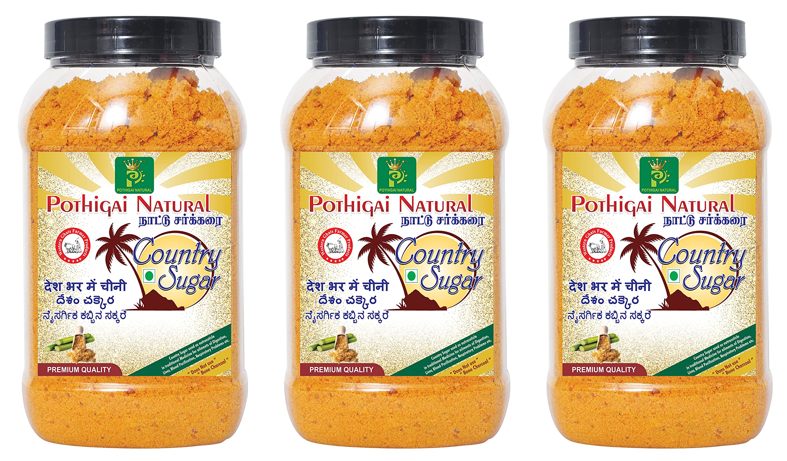 Pothigai Natural 3kg Sugarcane Jaggery Powder/Country Brown Sugar/Naatu Sakkarai - Organically Processed 100% Natural (Pack of 3) (B097HYMHH6) Amazon Price History, Amazon Price Tracker