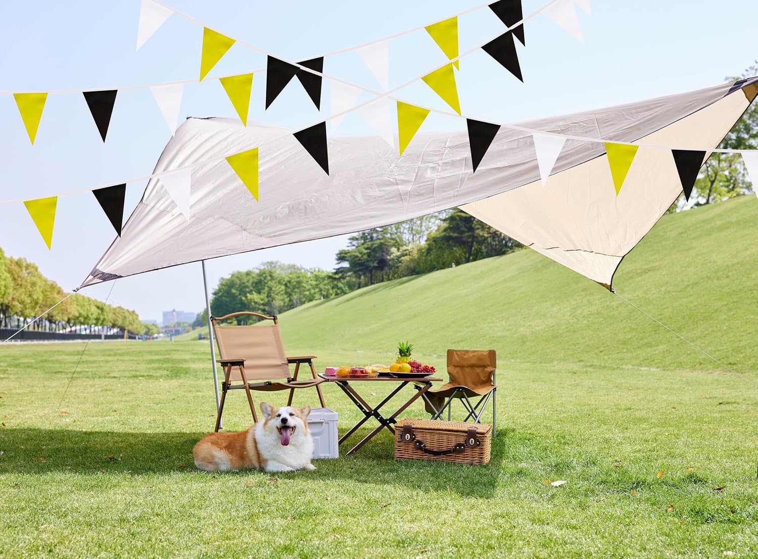 100 Feet Yellow Black & White Pennant Banner Flags String Hanging Yellow Black & White DIY Triangle Bunting Flags,Party Decorations for Grand Opening,Party Events,60 Pcs image 5