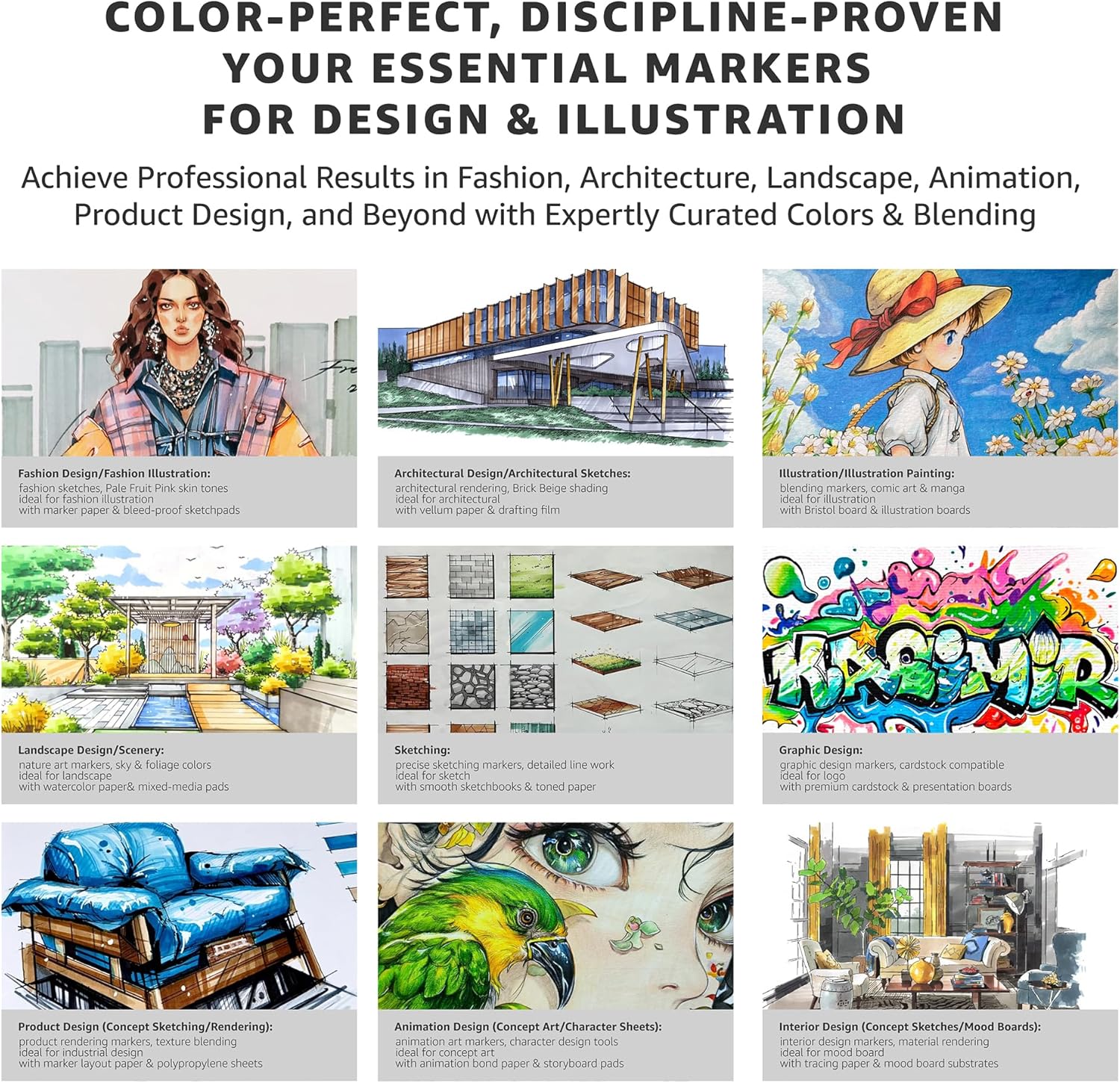 Bianyo 72 Pastel Colors Alcohol Markers Set, Dual Tip Brush & Fine Alcohol-Based Art Markers for Artists, Adults, Comics, Coloring, Drawing, Sketching, Illustration with Storage Bag - Image 5