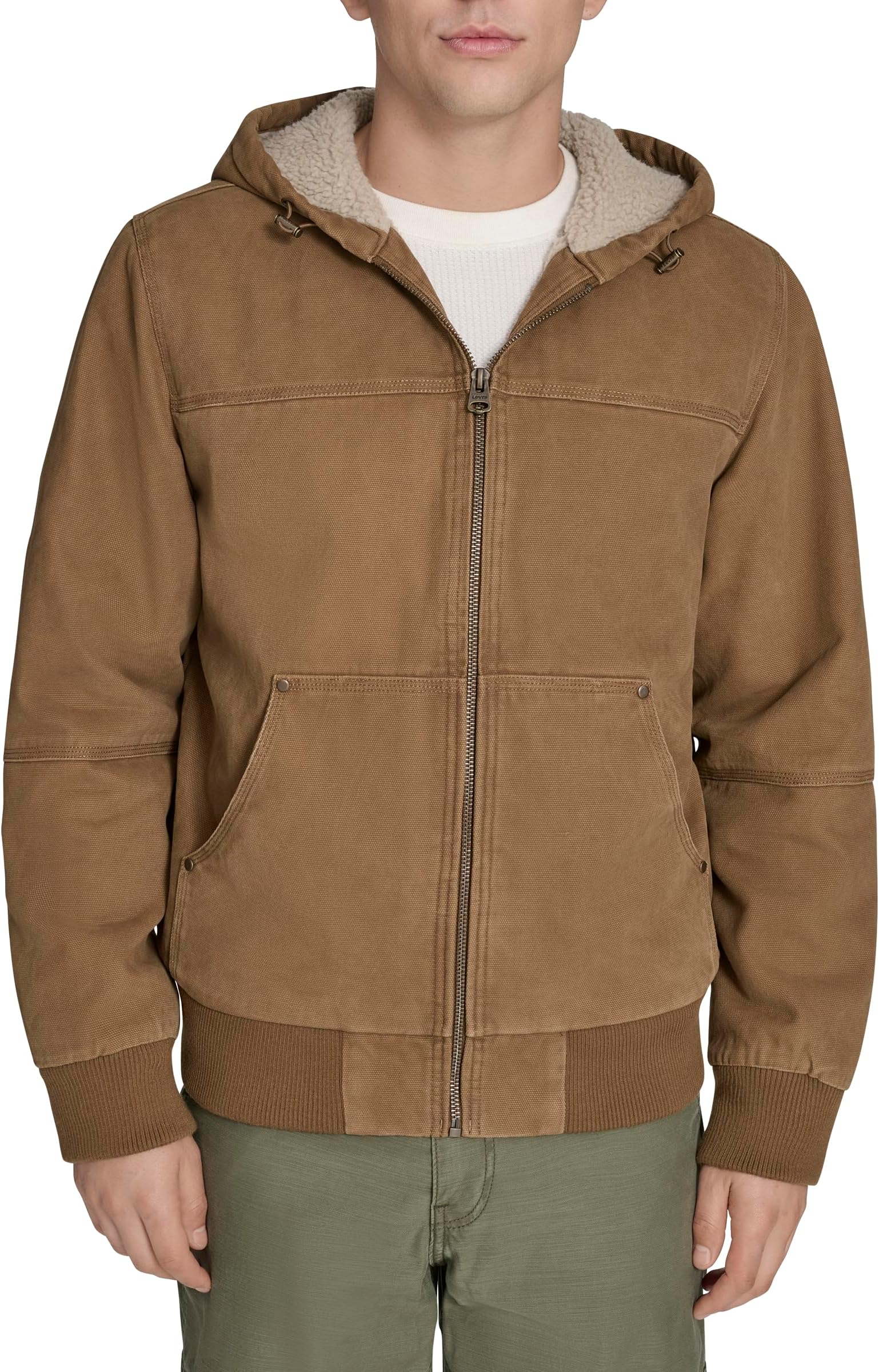 Men's Workwear Cotton Canvas Hooded Bomber Jacket (Regular & Big & Tall Sizes)