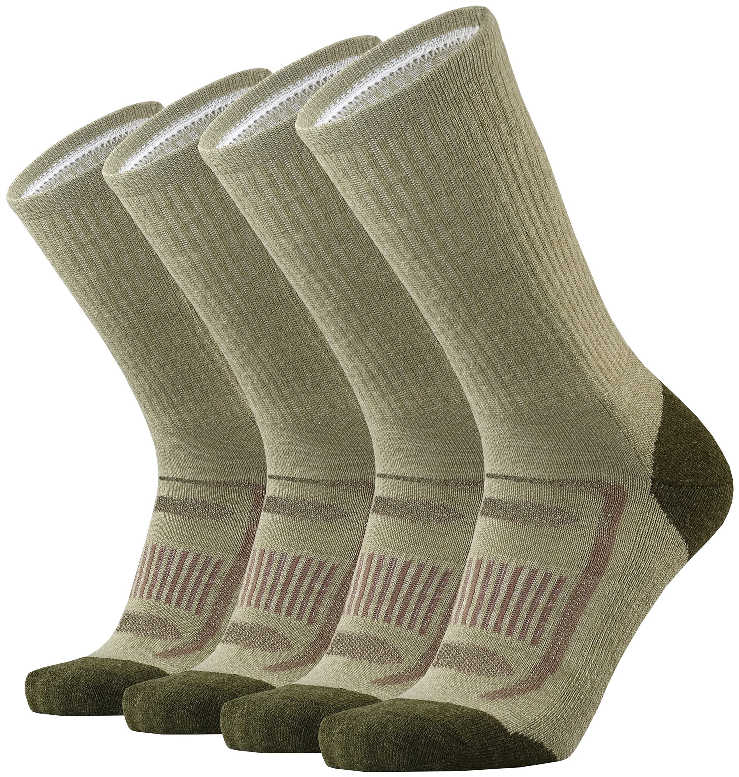 KMM Men's Merino Wool Cushion Crew Socks Moisture Wicking Control Medium Weight Warm for Outdoor Hiking Hike Trail Cycling(Green L)