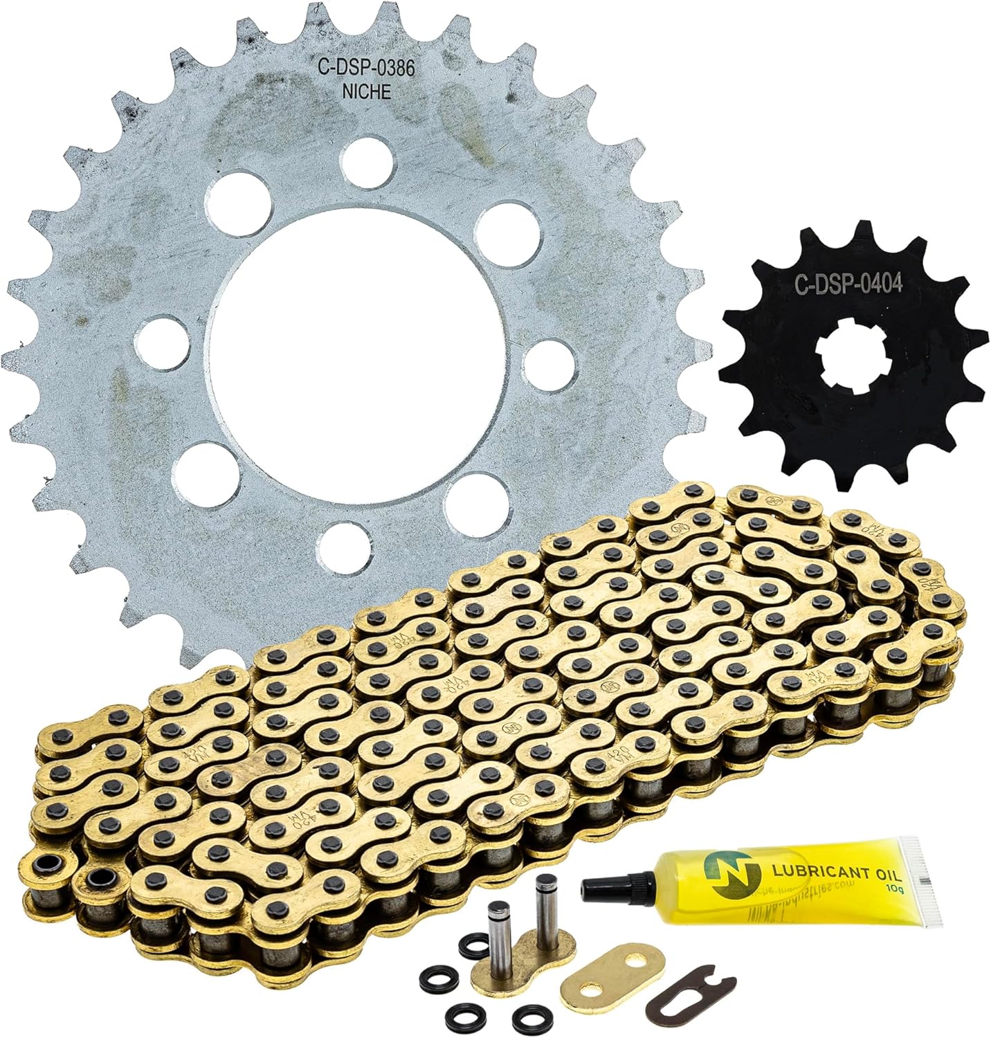NICHE Drive Sprocket Chain Combo for Kawasaki Z125 Pro KRT Front 14 Rear 30 Tooth 420 X-Ring 124 Links